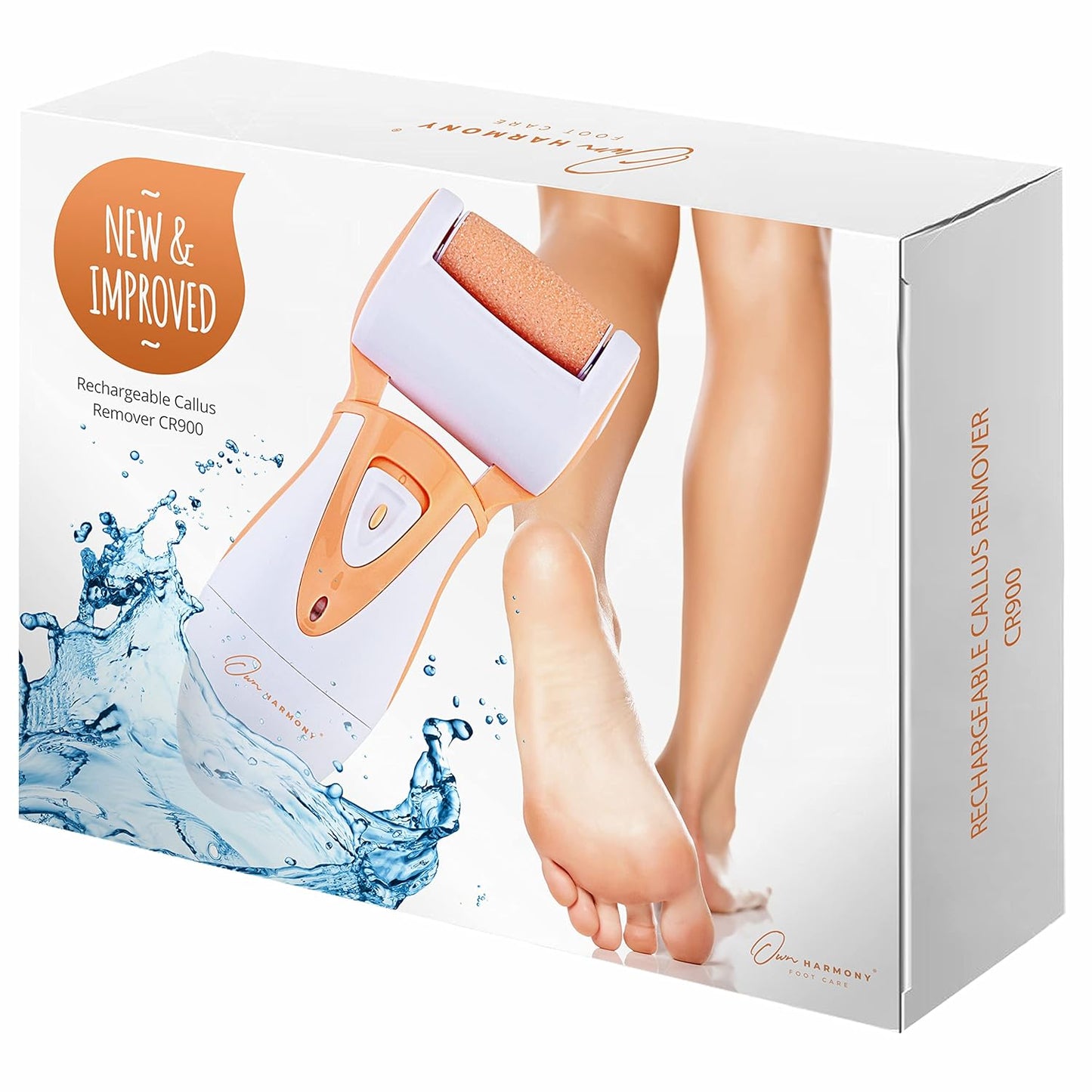 Rechargeable Callus Remover for Feet: Professional Electric Feet Sander for Women by Own Harmony - Electronic Foot File CR900 with 3 Rollers, Foot Grinder Pedi Care for Cracked Heels & Dry, Hard Skin