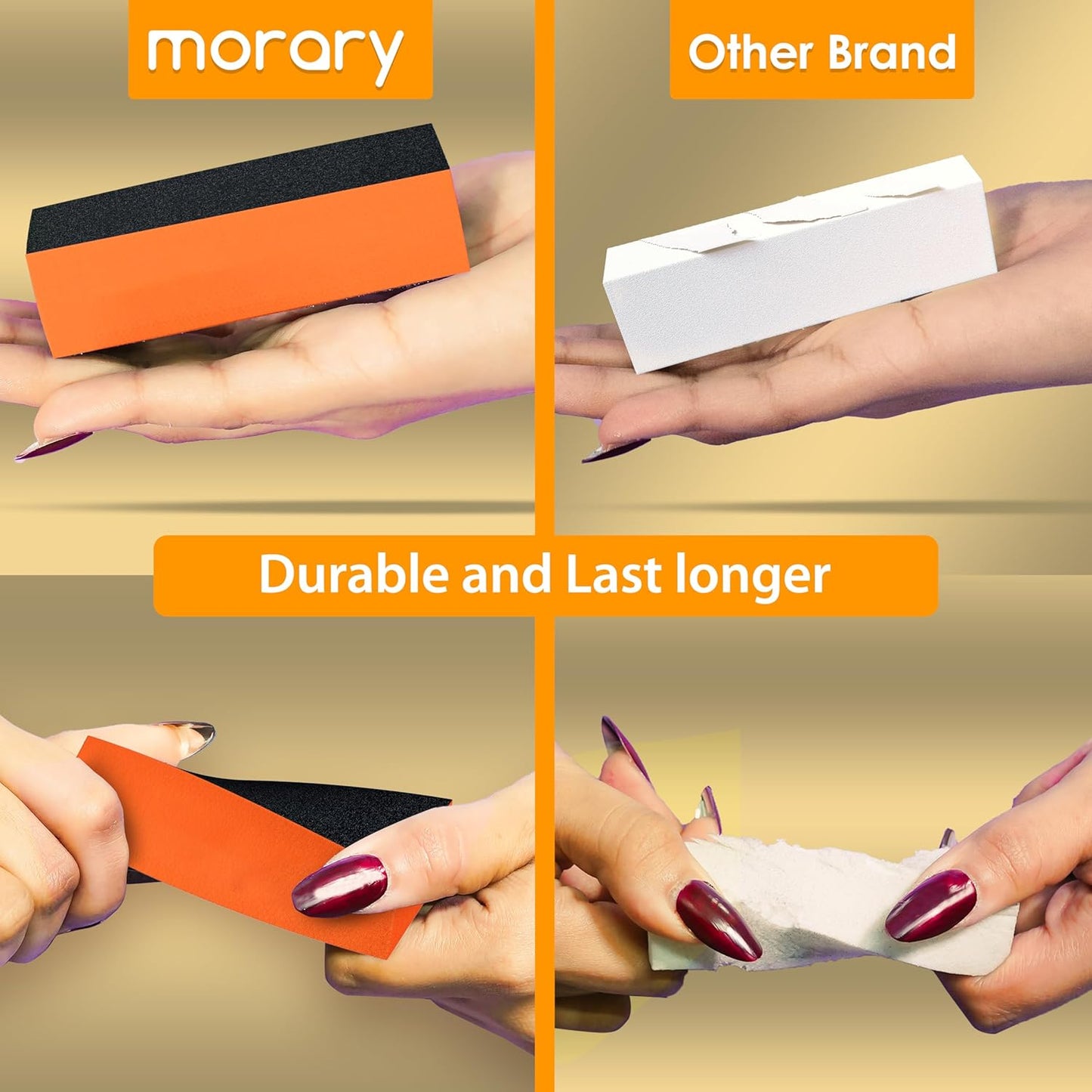 Durable Nail Buffer Sanding Block 100/180/100 Grit Orange Buffer for Buffing Pedicure Tool 5 Pcs