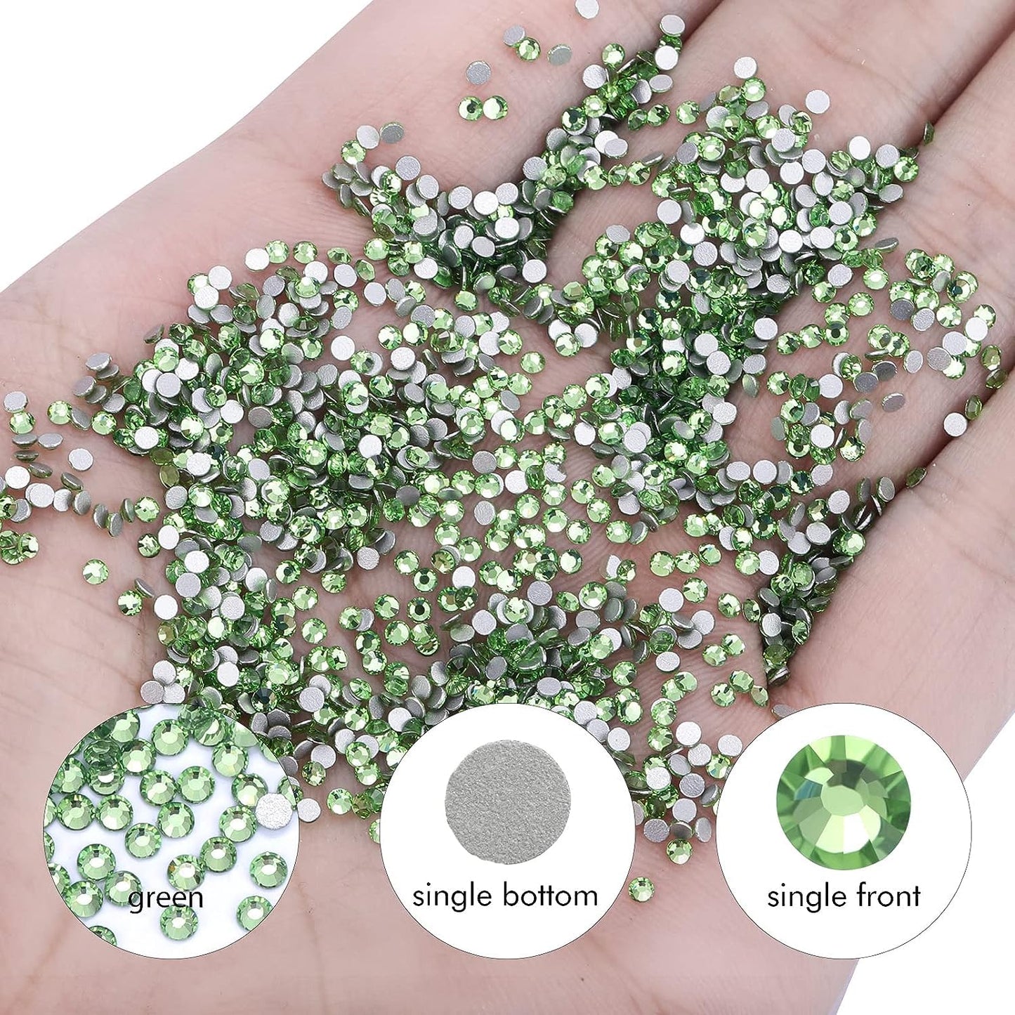 1440Pcs Light-green Ab Crystal Rhinestones,Glass Flatback Rhinestones Mini Gemstones for Nail Face Makeup Art Crafts Clothes Decoration-(SS6,2.0mm,Light-green Ab)