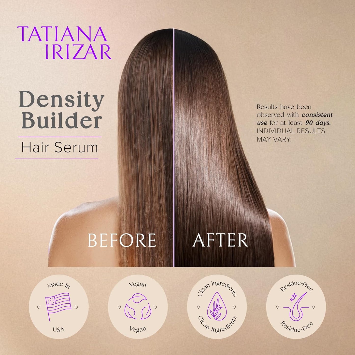 Hair Thickening Serum - Hair Density Serum Builder for Women Made in USA 30ml - Clinically Proven Scalp Treatment Non-Greasy - Biotin Argan & Pea Peptides - Thinning, Fine or Damaged Hair Growth Serum