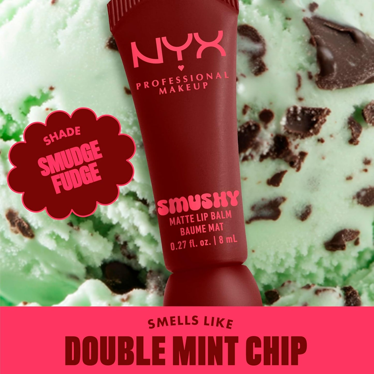 NYX PROFESSIONAL MAKEUP Smushy Matte Lip Balm, Tinted Lip Moisturizer with Soft, Matte Finish - Smudge Fudge (Chocolate Brown)