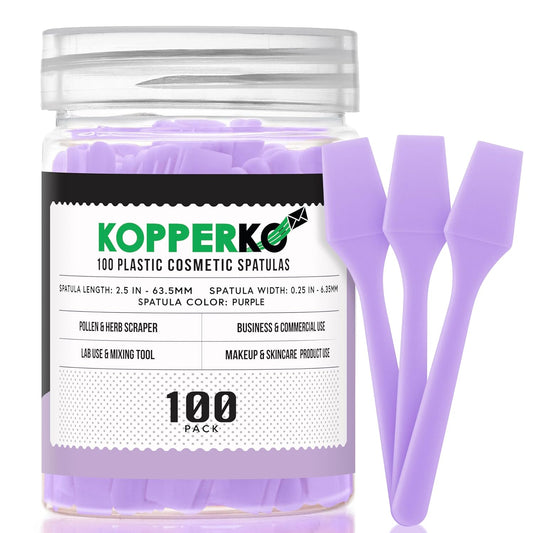 Mini Face Spatula (2.5", 100 Pack) - Small Foundation Spatula for Skincare, Creams, & Crafts | Plastic Face Lotion Applicator Tool for Mixing, Cosmetic, Face Mask | Purple