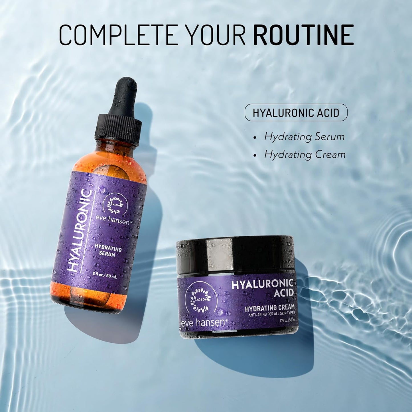 Eve Hansen Hyaluronic Acid Serum for Face | Hydrating Serum with Vitamin C & E | Anti-Aging Facial Moisturizer for Plumping & Wrinkle Care | Vegan & Cruelty-Free | 2 oz