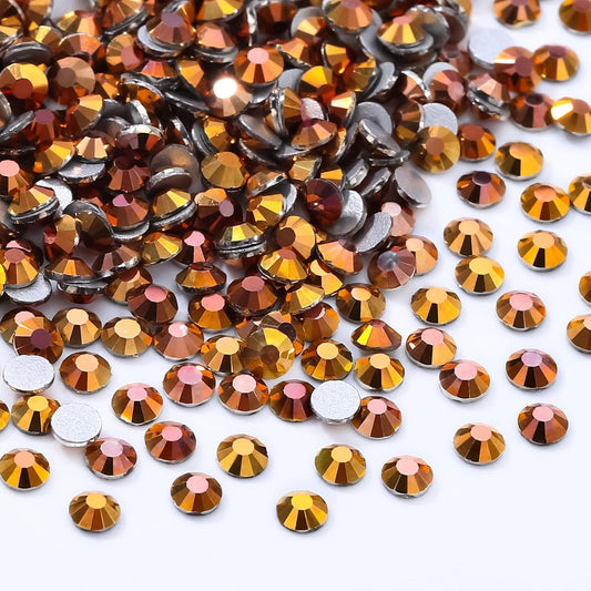 Gold Flatback Rhinestones, Glass Rhinestones for Nail Art and Craft, Glue Fix, Loose Crystal Gemstones(Gold, SS10, 1440pcs, 2.7-2.8mm)