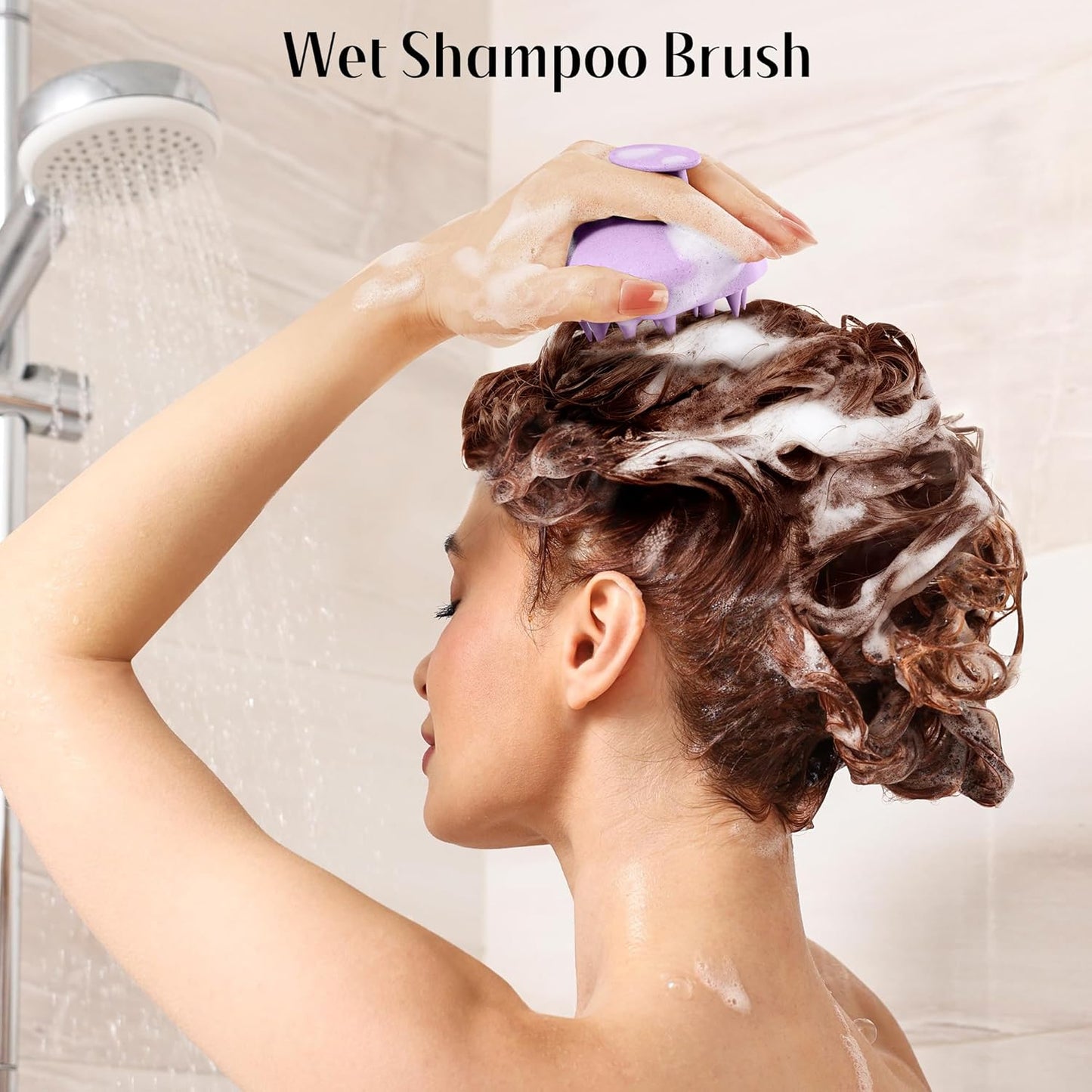 HEETA Scalp Scrubber Shampoo Brush, Scalp Massager Tool for Hair Growth, Soft Silicone Bristles for Dandruff Removal Wet Dry Use Women Men Kids Pet, Fit All Hair Types Care, Purple