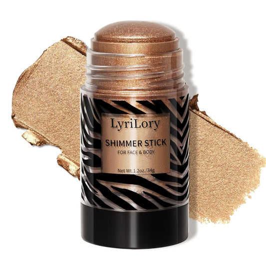 Highlighter Stick, Multi-Use Shimmer Makeup, Creamy Highlighter Makeup Stick with Hydrating Coconut Oil, Easy Blend for a Bronzy Radiant Glow, For Face & Body | 1.2oz | Copper Shimmer