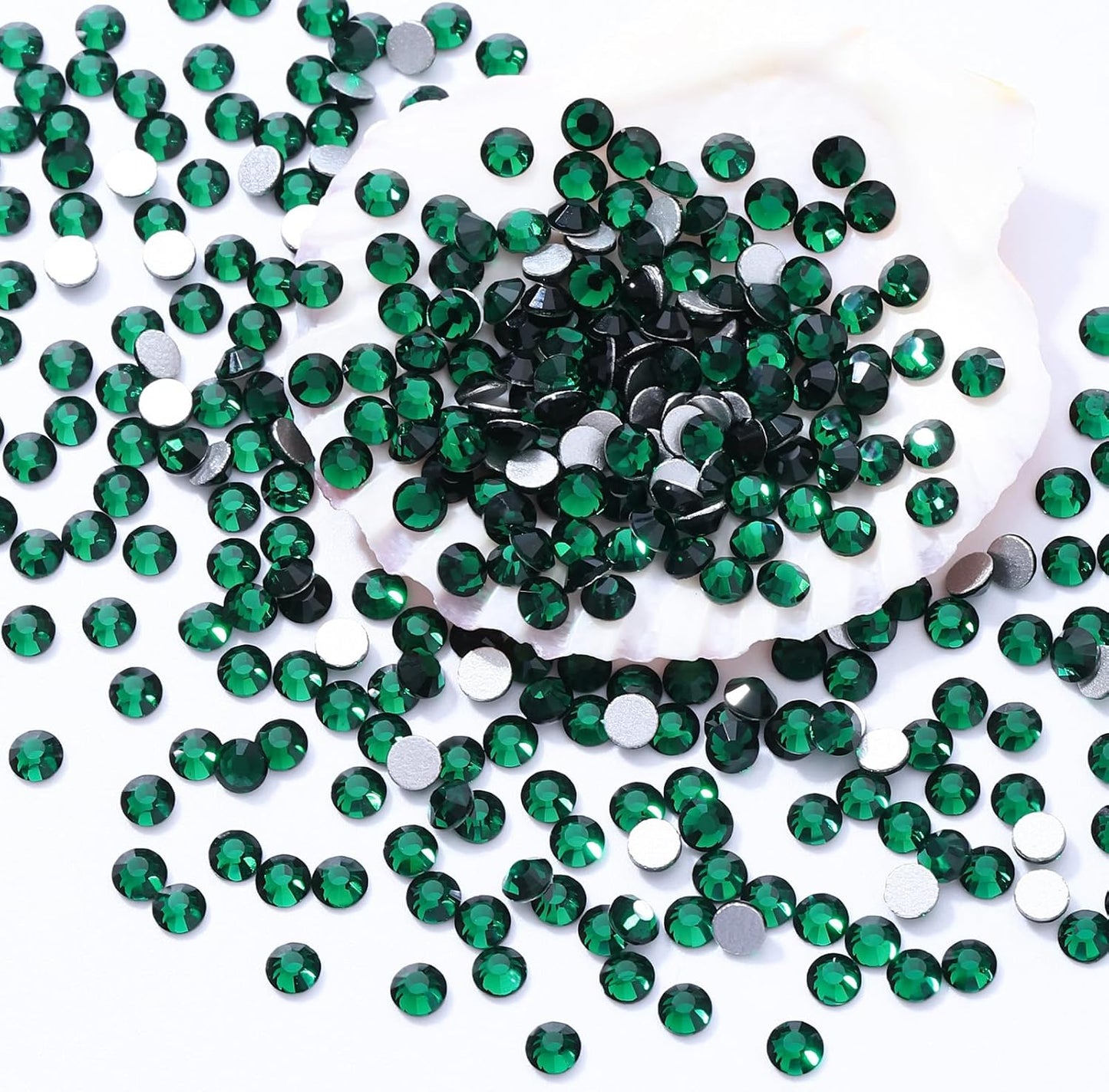 Green Flatback Rhinestones, Glass Rhinestones for Nail Art and Craft, Glue Fix, Loose Crystal Gemstones(Green, SS20, 2880pcs, 4.6-4.8mm)