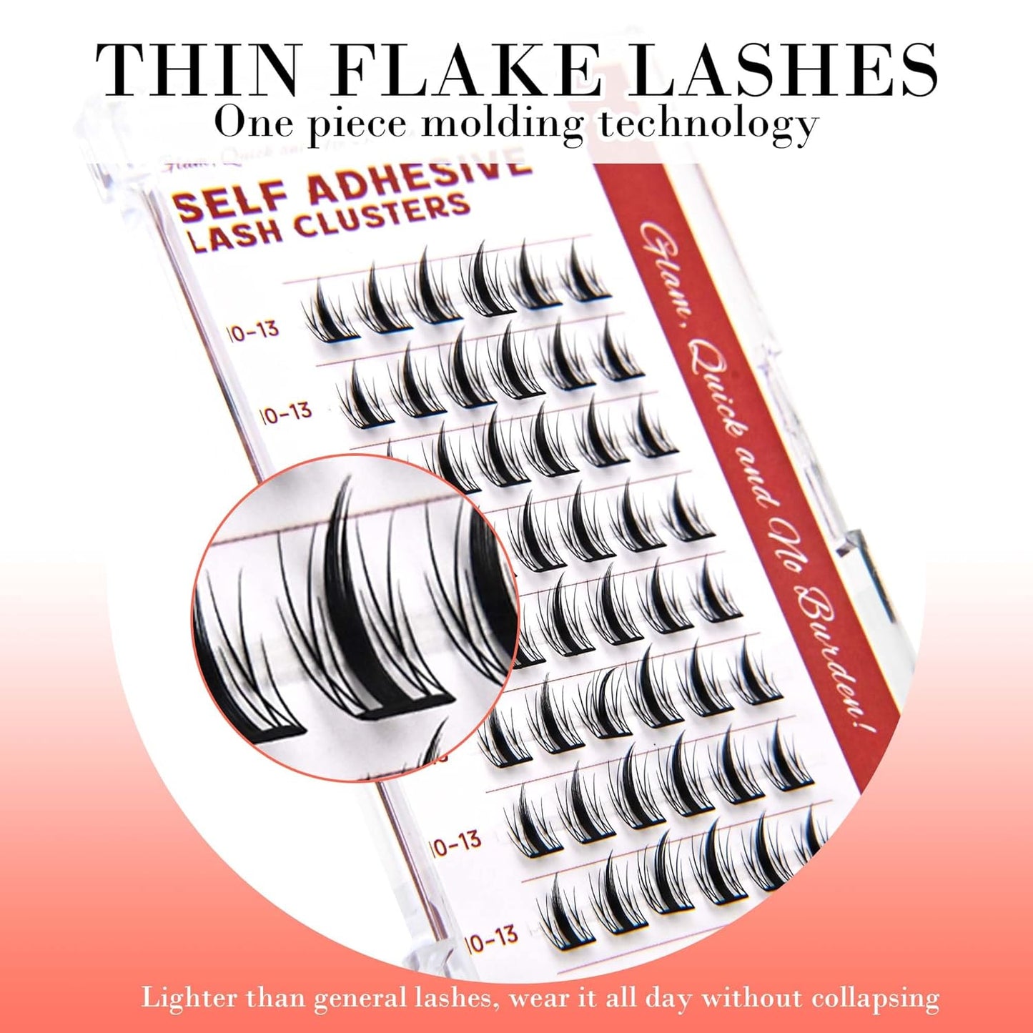 GAQQI Self Adhesive Eyelashes Lash Clusters, Press on Lashes 10-13mm Natural Manga Cluster Lashes, Reusable No Glue Lashes C Curl, NEW-TECH Thin Flakes Pre Glued Eyelashes Clusters (PG01)