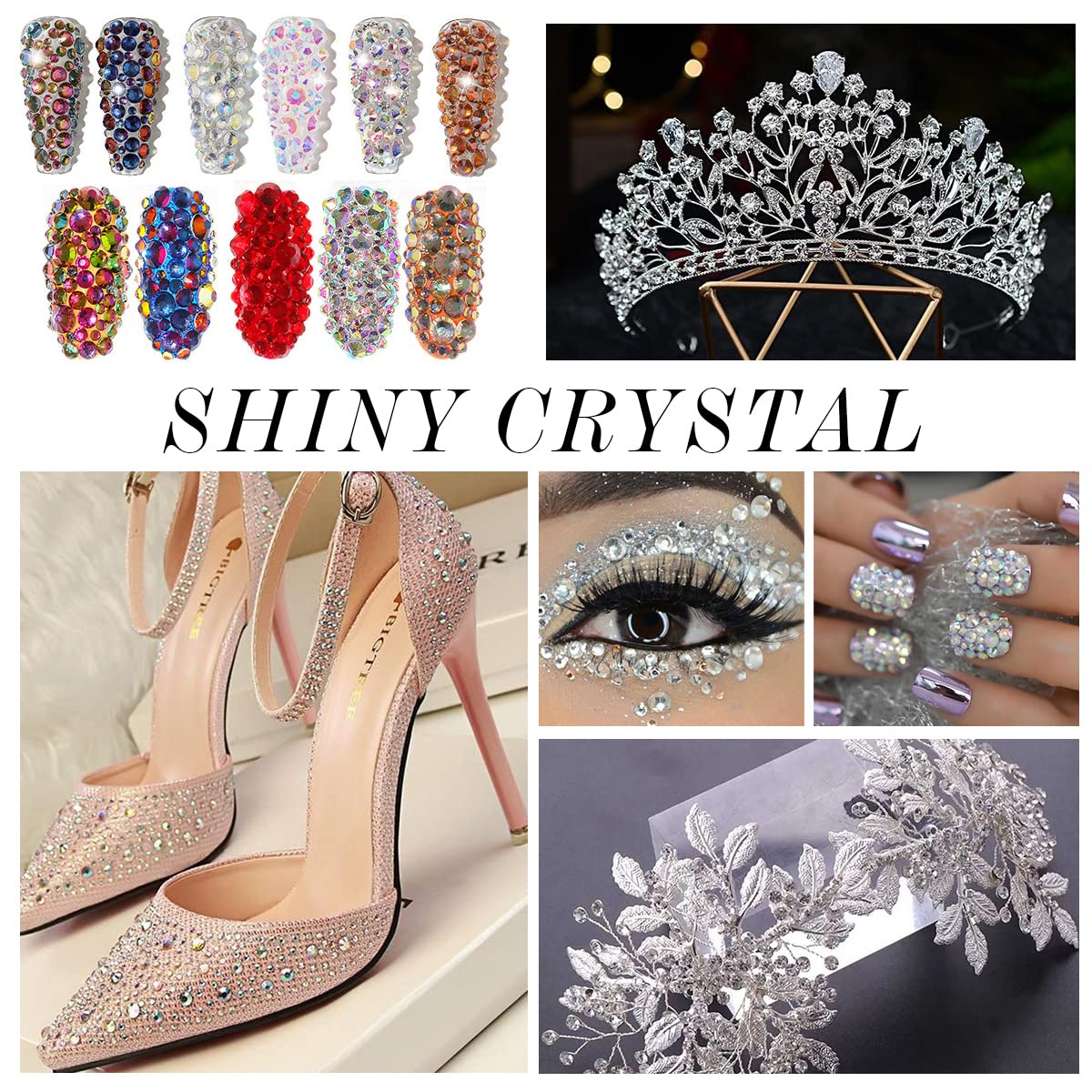 1440Pcs Silver Crystal Rhinestones,Glass Flatback Rhinestones Gemstones Mini for Nail Face Makeup Art Crafts Clothes Decoration -(SS10,2.8mm,Silver)