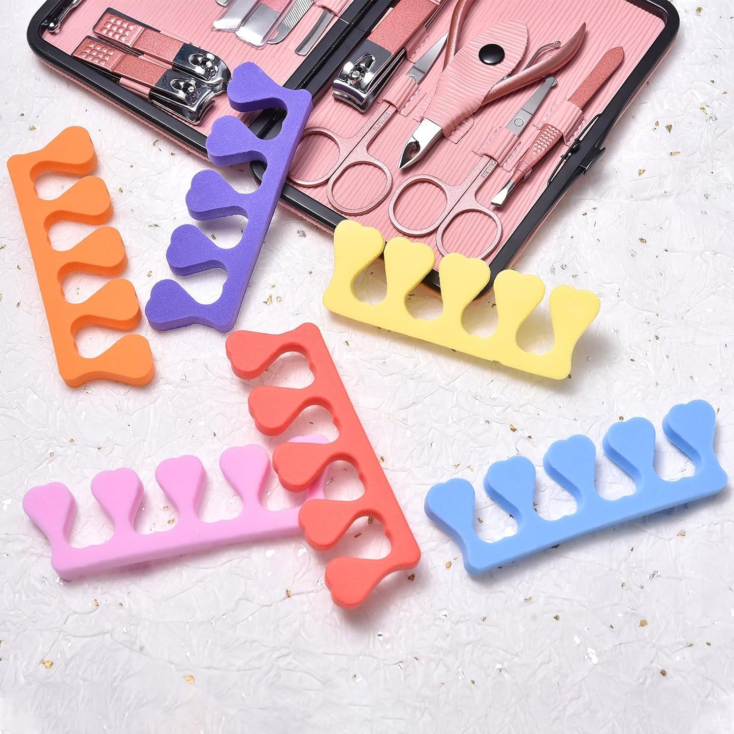 24pcs Toe Separators Set Colorful Heart Toe Separators Soft Durable Pedicure Tools for Feet Cute Design for Kids, Men and Women Spa & Pedicure & Manicure Tools