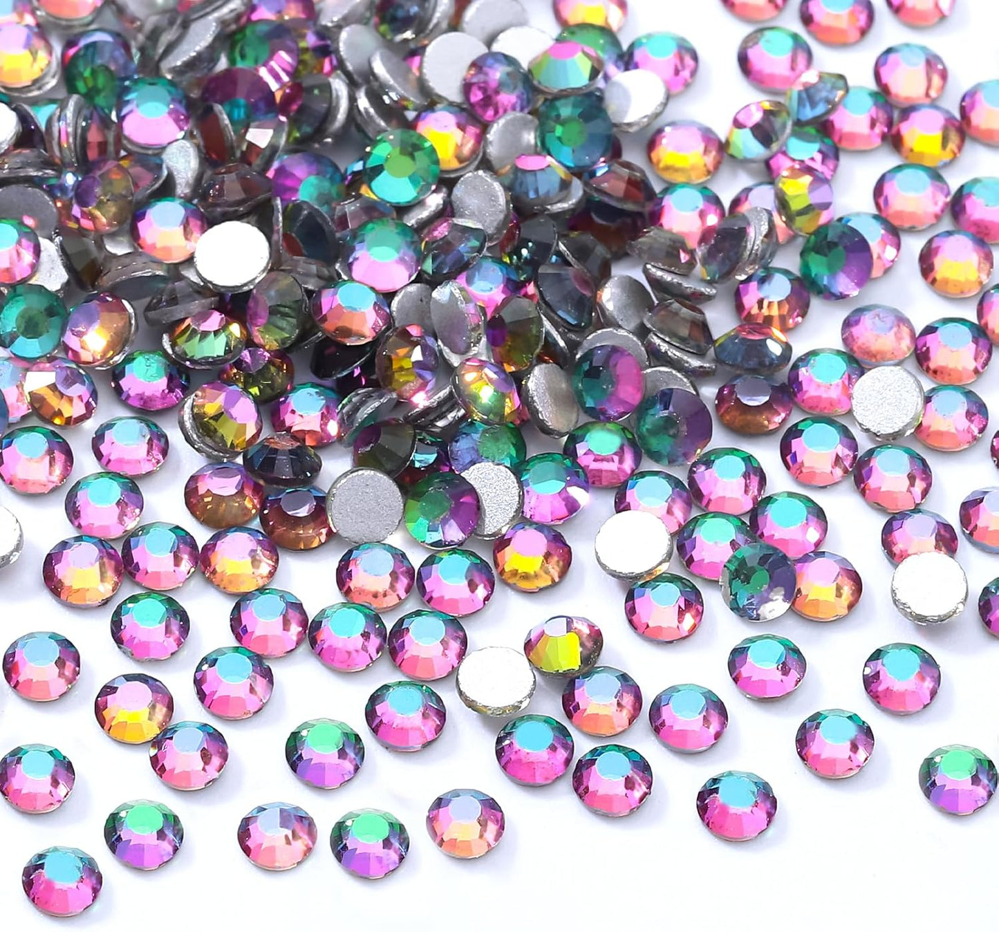 Green Volcano Flatback Rhinestones, Glass Rhinestones for Nail Art and Craft, Glue Fix, Loose Crystal Gemstones(Green Volcano, SS10, 1440pcs, 2.7-2.8mm)