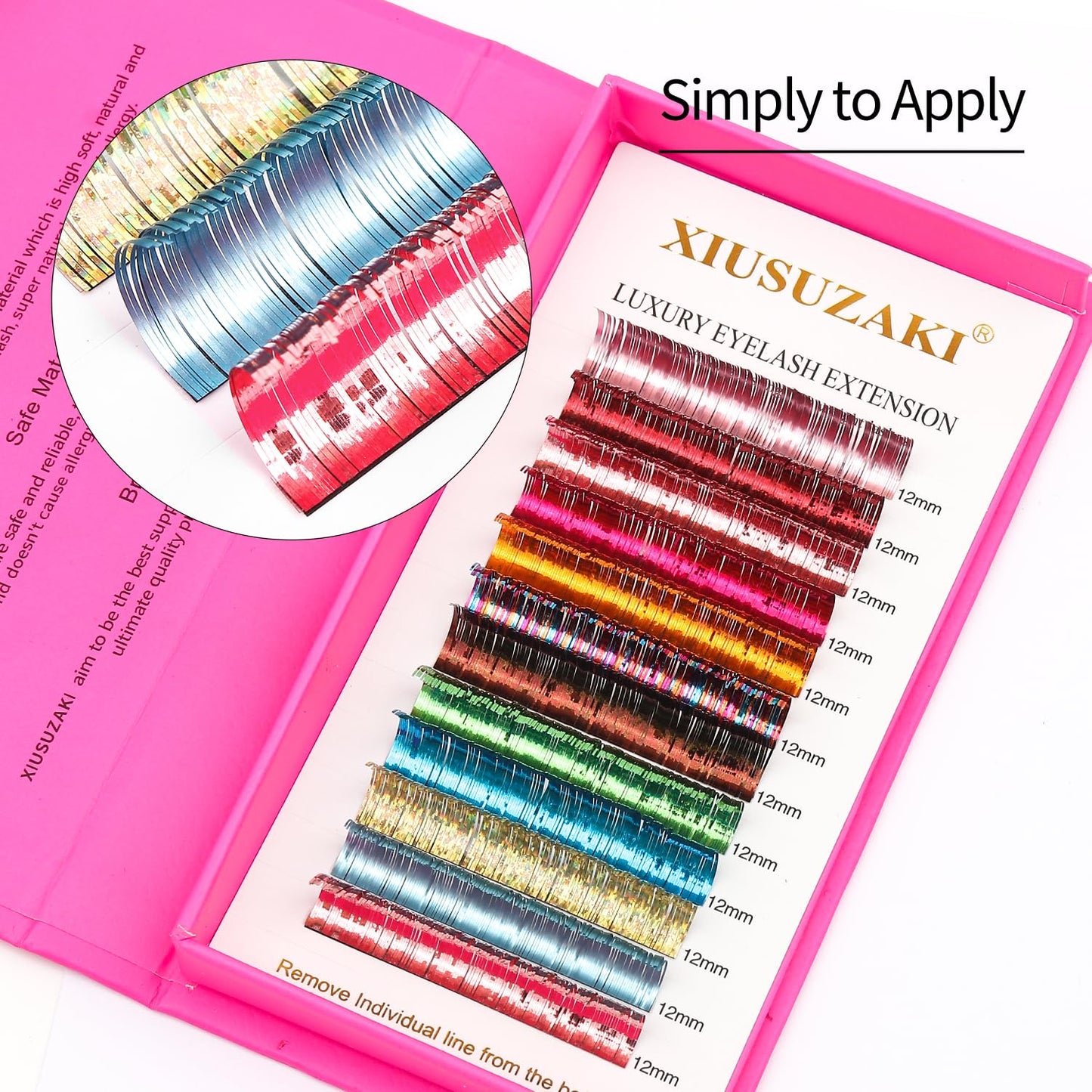 Glitter Spike Tinsel Eyelash Extensions 0.07 Colored Lashes Extension C Curl Lashes 11mm Lash Extensions Soft False Eyelashes Volume Lashes 12 Rows Professional Use(Glitter,0.07-C,11mm)