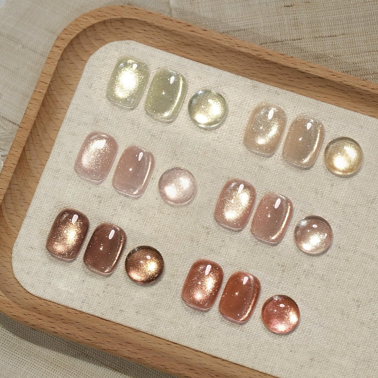 GAOY Glitter Cat Eye Gel Nail Polish Set with Magnet, Sliver, Brown, Pink, Coral Holographic Cat Eye, Salon Gel Manicure and Nail Art DIY at Home, Sunshine