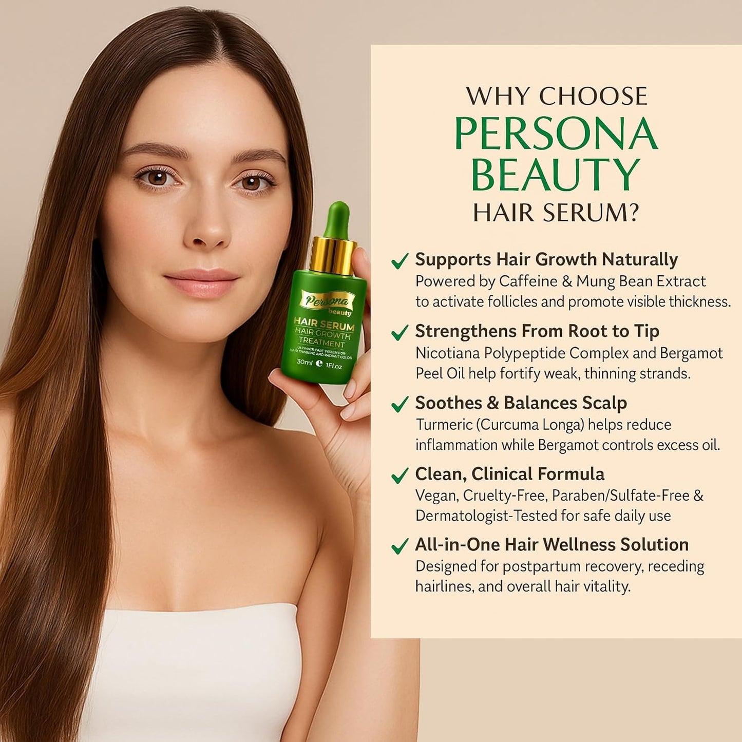 Hair Growth Serum – Biotin-Infused Formula for Thicker, Fuller Hair – Stimulates Follicles, Reduces Hair Loss – Natural Treatment for Men & Women – 30ml