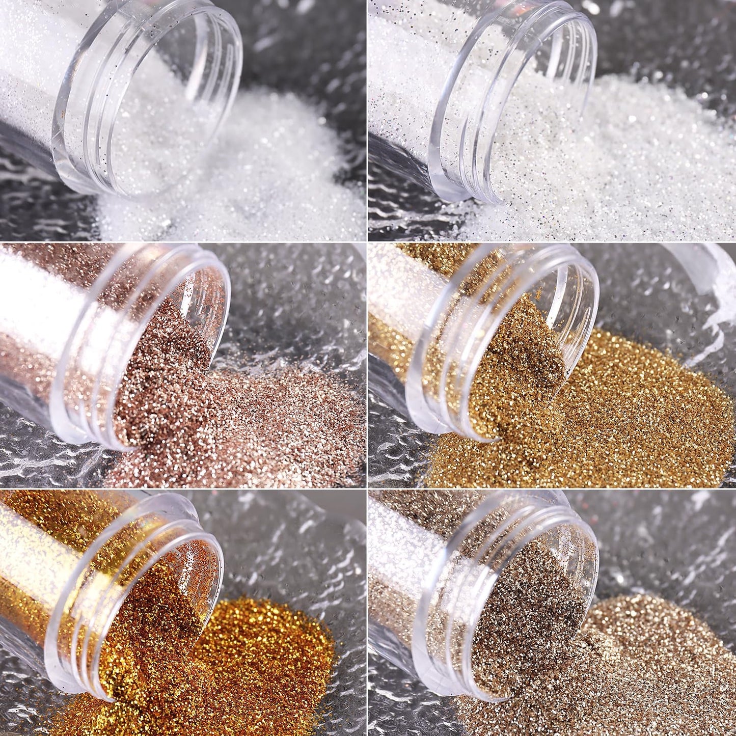 6 Colors Nail Glitter Set, White Gold Sugar Nail Glitter Candy Coat Powder, Sparkle Winter Sweater Design Manicure Decor