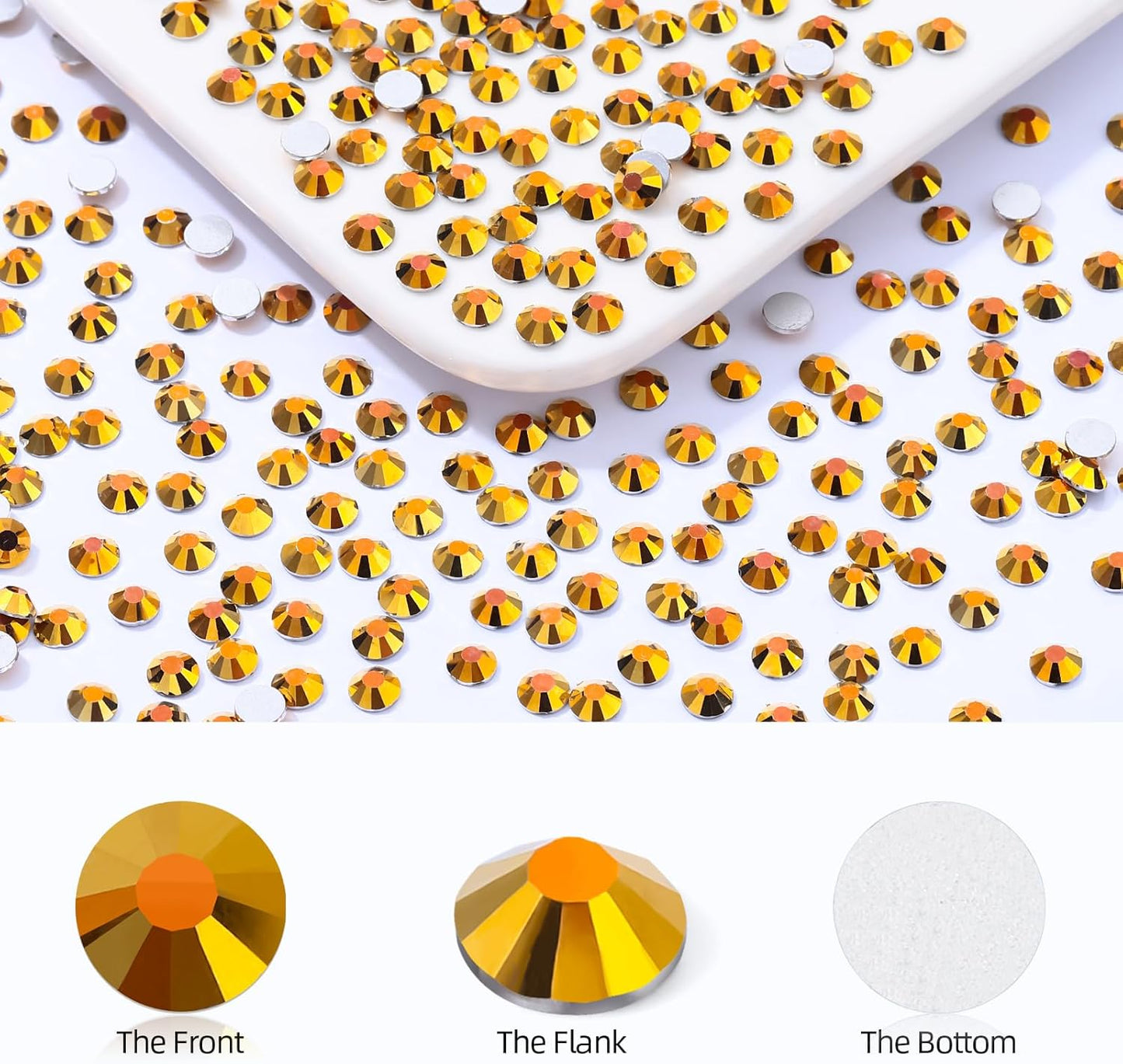 Gold Flatback Rhinestones, Glass Rhinestones for Nail Art and Craft, Glue Fix, Loose Crystal Gemstones(Gold, SS30, 288pcs, 6.4-6.6mm)