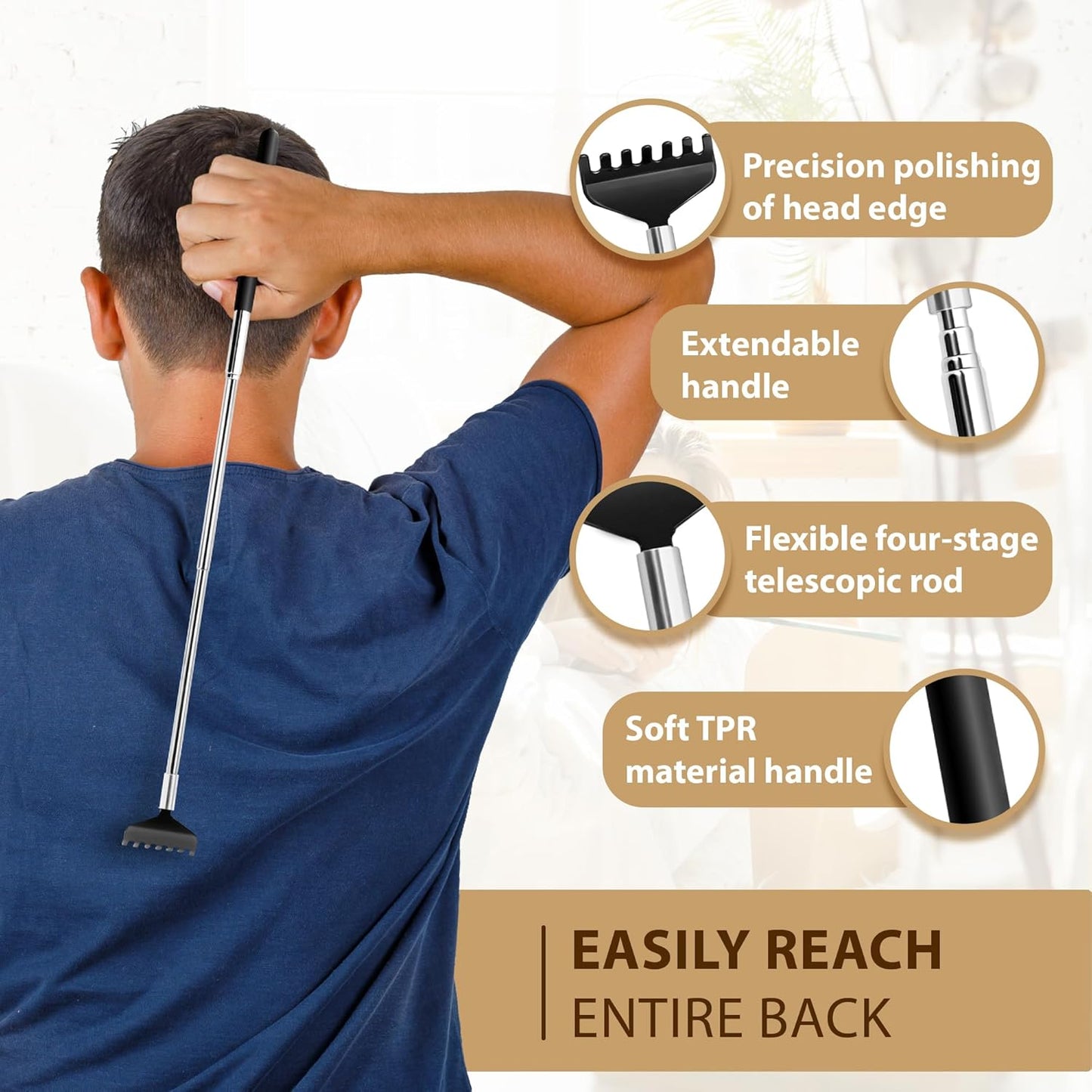 Head Massager 28 Fingers Scalp Massager Head Scratcher, Back Massage Back Scratcher, Stocking Stuffers for Scalp and Body Massage (Silvery)