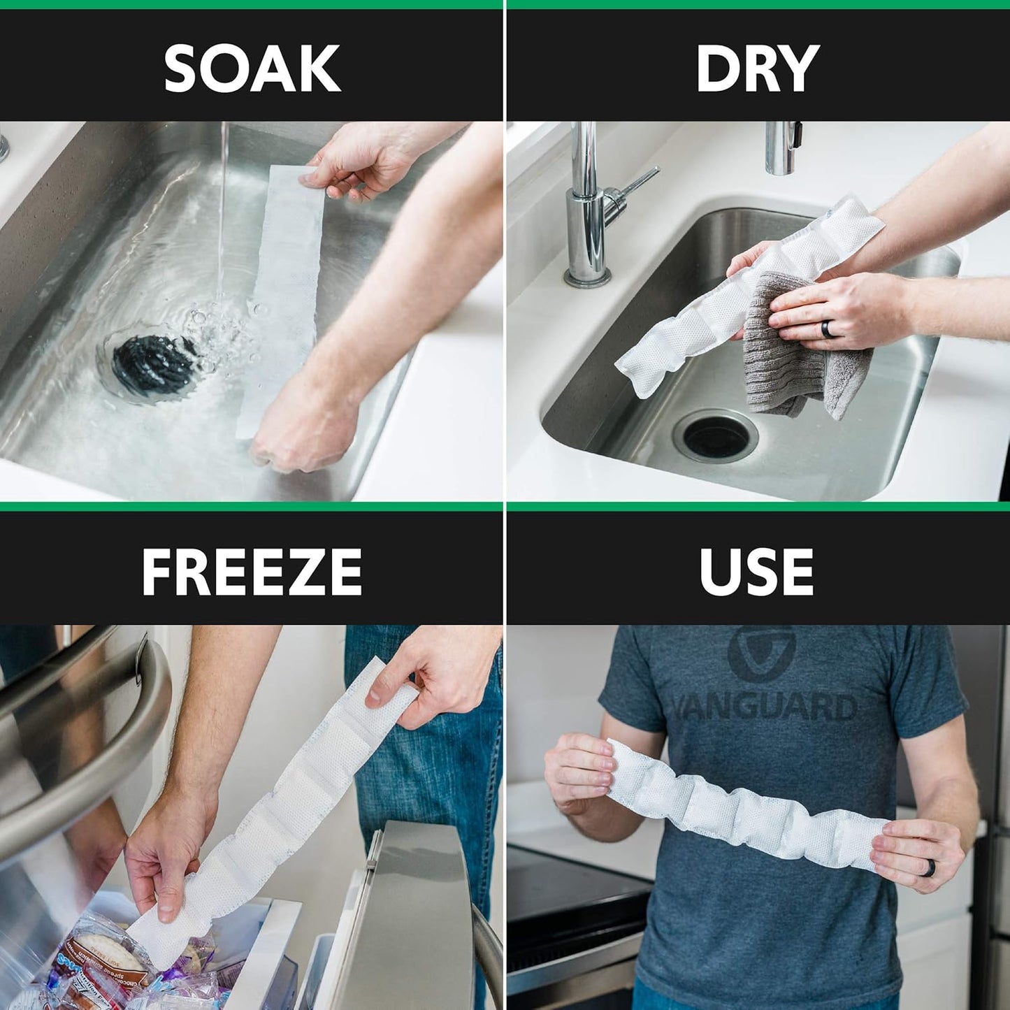 Ice Wraptor Bandana + Insert: Just Add Water. Keep Neck, Head, and Joints Cool. Portable Ice Therapy for Pain Relief.Adjustable Fit, Lightweight Comfortable- with 1 2.5"x15" Reusable Cryosheet Insert