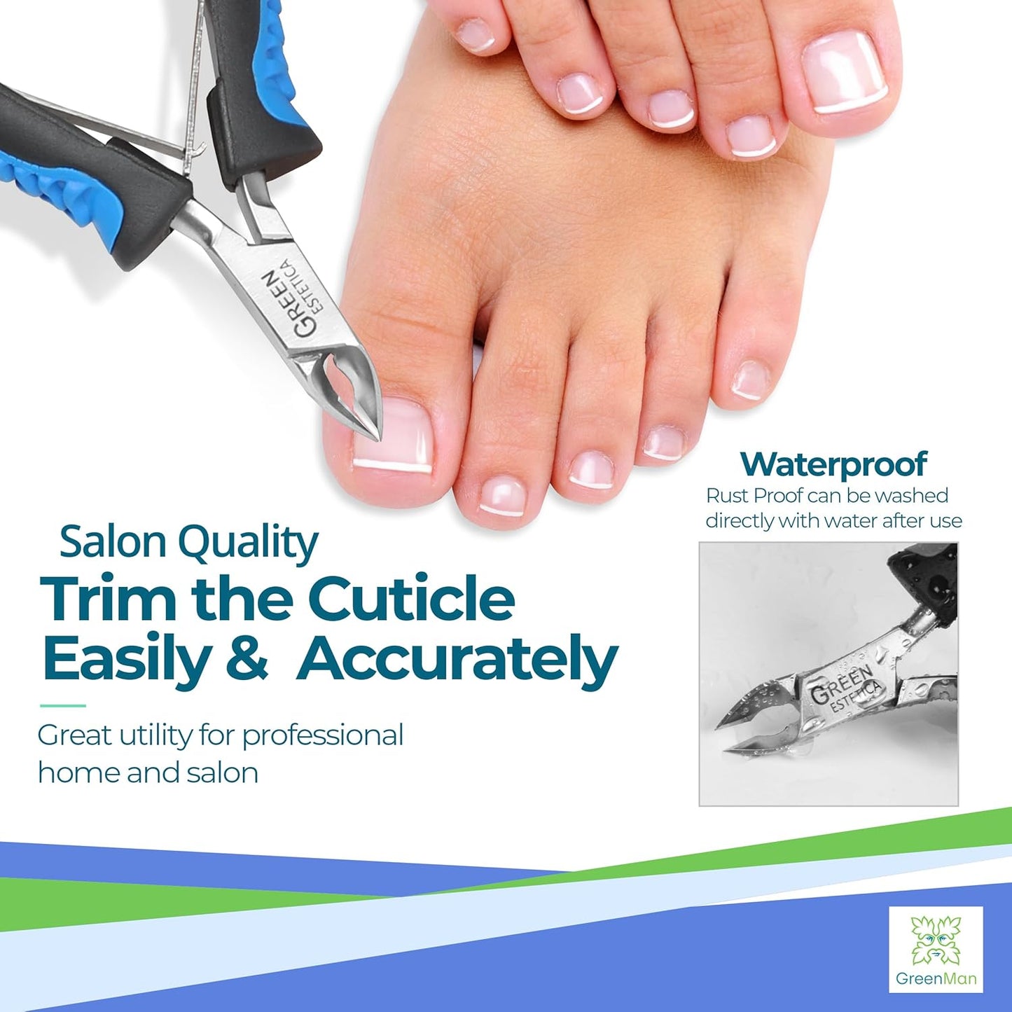 Cuticle Trimmer with Non-Slip Grip Handle Professional Stainless Steel Cuticle Cutter Sharp Blades Double Spring Cuticle Nippers for Nail Care Pedicure Manicure Nail Tools (Blue-Black)