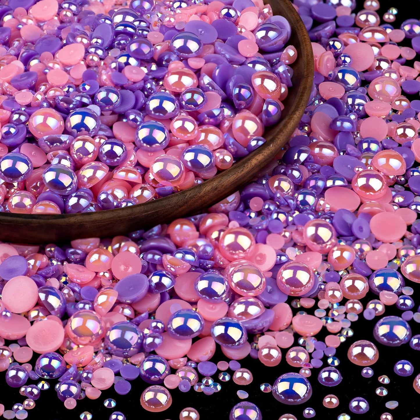 150g Flatback Pearls and Rhinestones Set 3-Purple&Pink, Mixed Size 3-10mm Resin Rhinestones and Half Pearls for Nail Art and Crafts and Decoration with Tweezer and Pickup Pencil