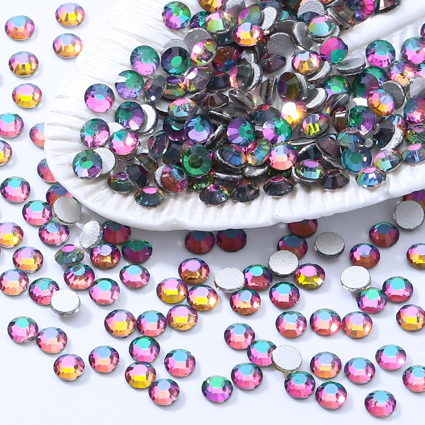 Green Volcano Flatback Rhinestones, Glass Rhinestones for Nail Art and Craft, Glue Fix, Loose Crystal Gemstones(Green Volcano, SS16, 1440pcs, 3.8-4.0mm)