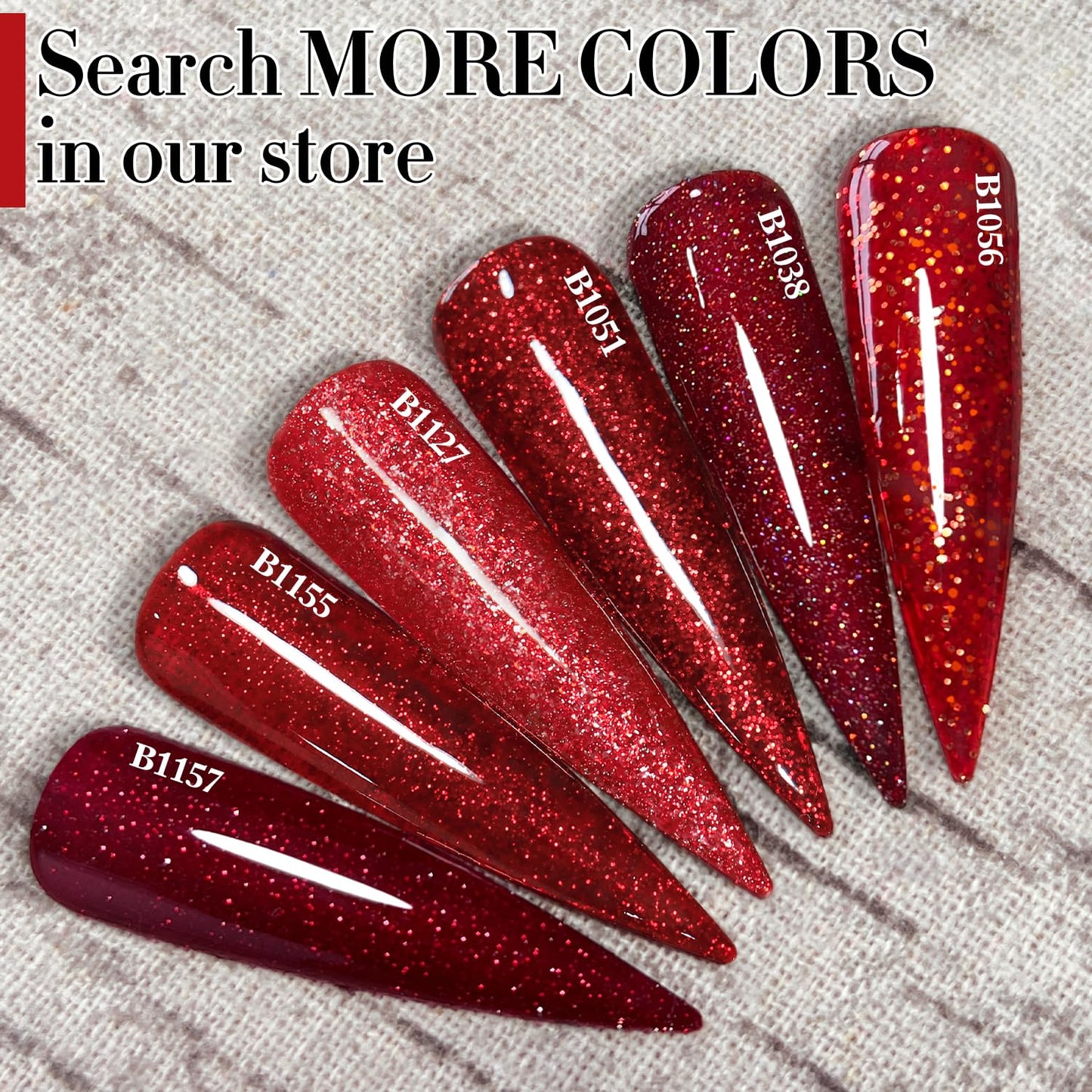 Double Rhythm 15ML Glitter Gel Polish Shimmer Reflective Holographic Color Magnetic for Nail Art Salon DIY at Home (Cherry Red-B1051)