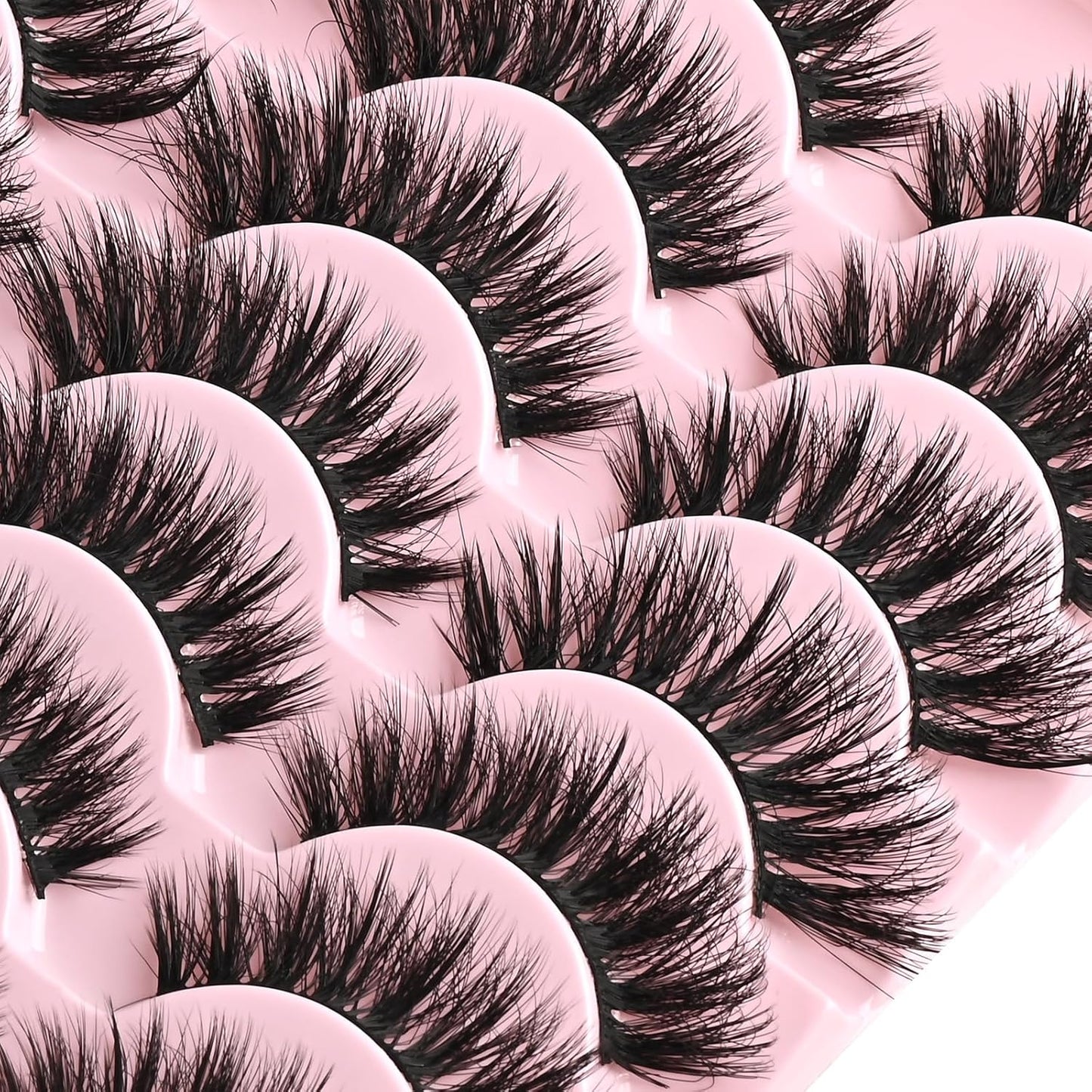 FARRED Cat Eye Lashes Fluffy False Eyelashes 14 Pairs Fake Eyelashes Natural Look Short Natural Lashes Cateye Lash Wispy Volume Eyelash Faux Mink Strip Lashes Pack for Daily Makeup (F27 | 9-17mm)