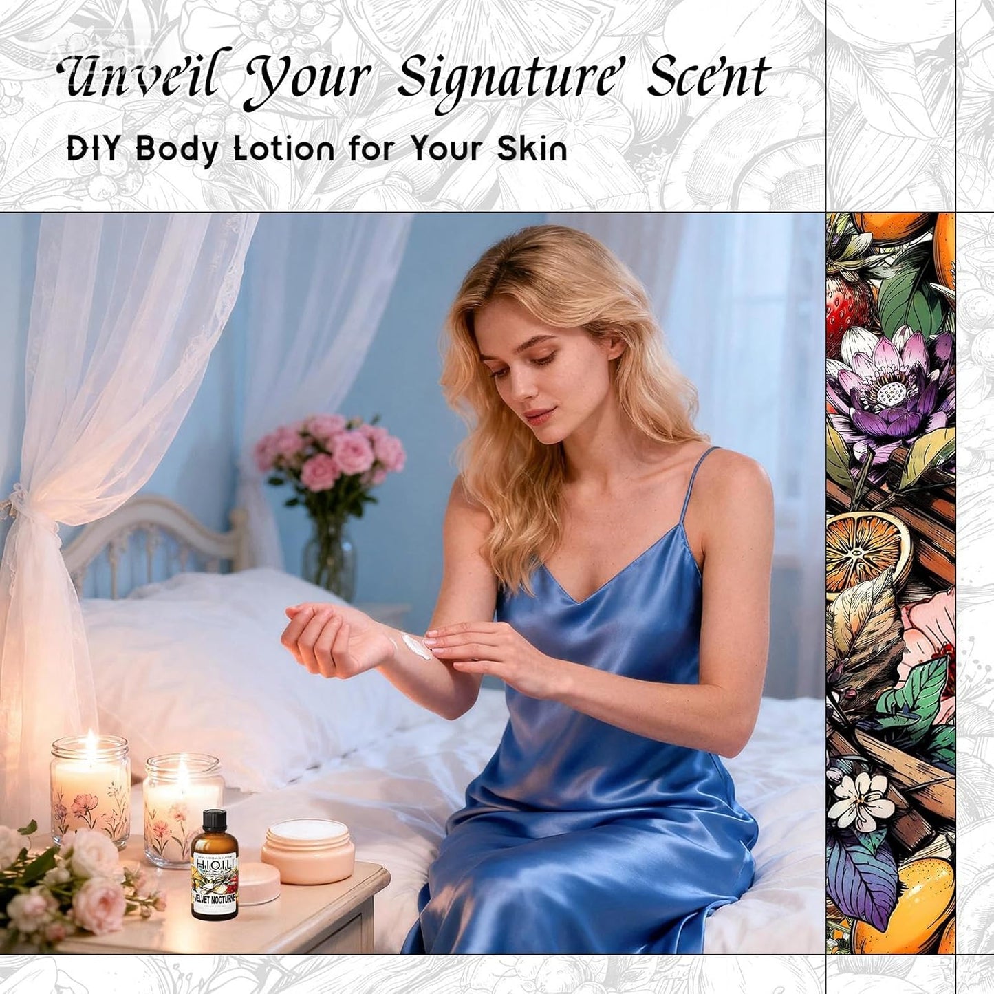 HIQILI Velvet Nocturne Fragrance Oil for Making Candle, Violet & Carnation Scents, DIY Perfume, Great for Diffuser, Long Lasting - 1 Fl Oz