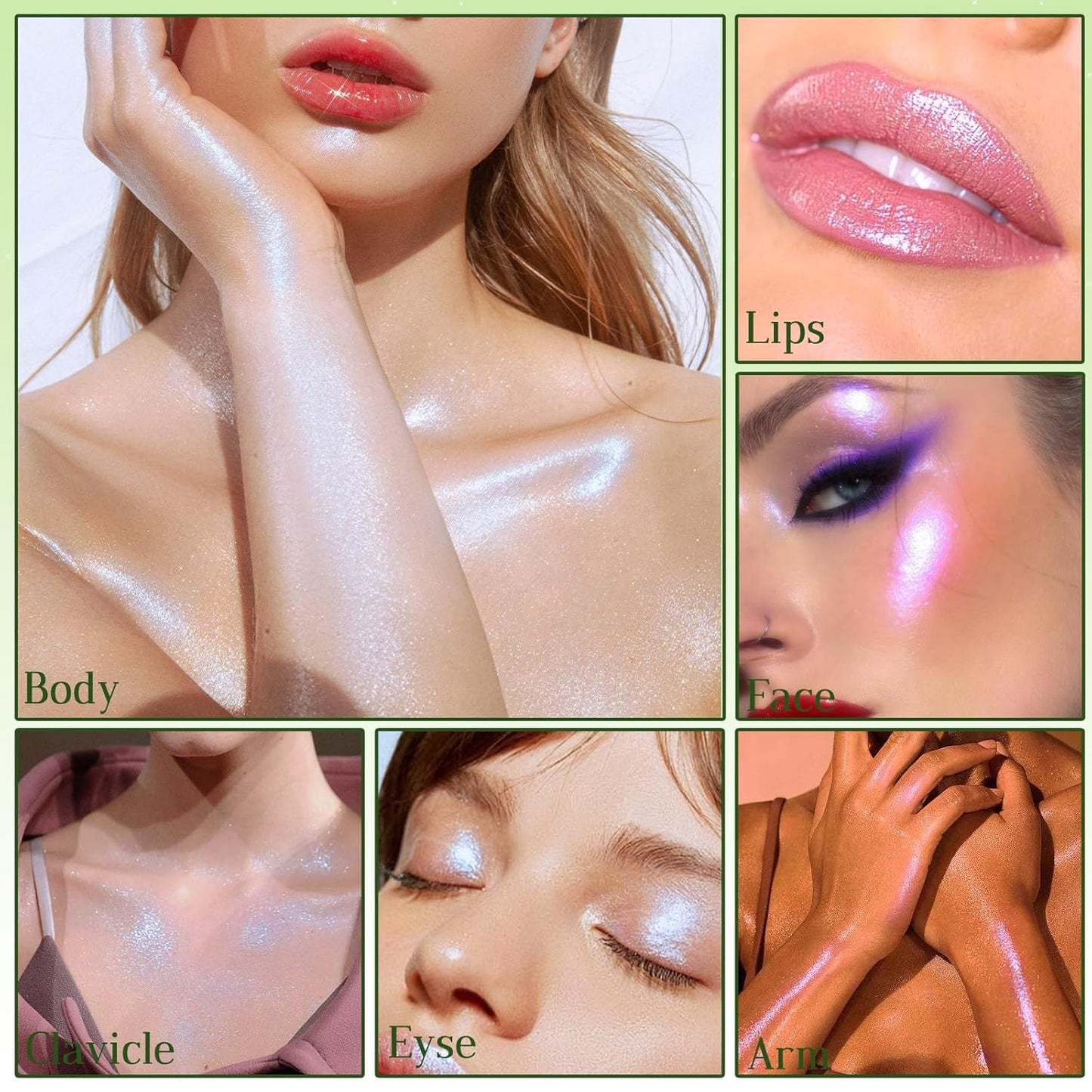 Highlighter Palette, Chameleon Face Shimmer Blush Makeup, Multichrome Glitter Holographic Iridescent Purple Sparkle, Rainbow Color Shifting Eyeshadow Cheek Contour Highlight Creamy Powder Pallet