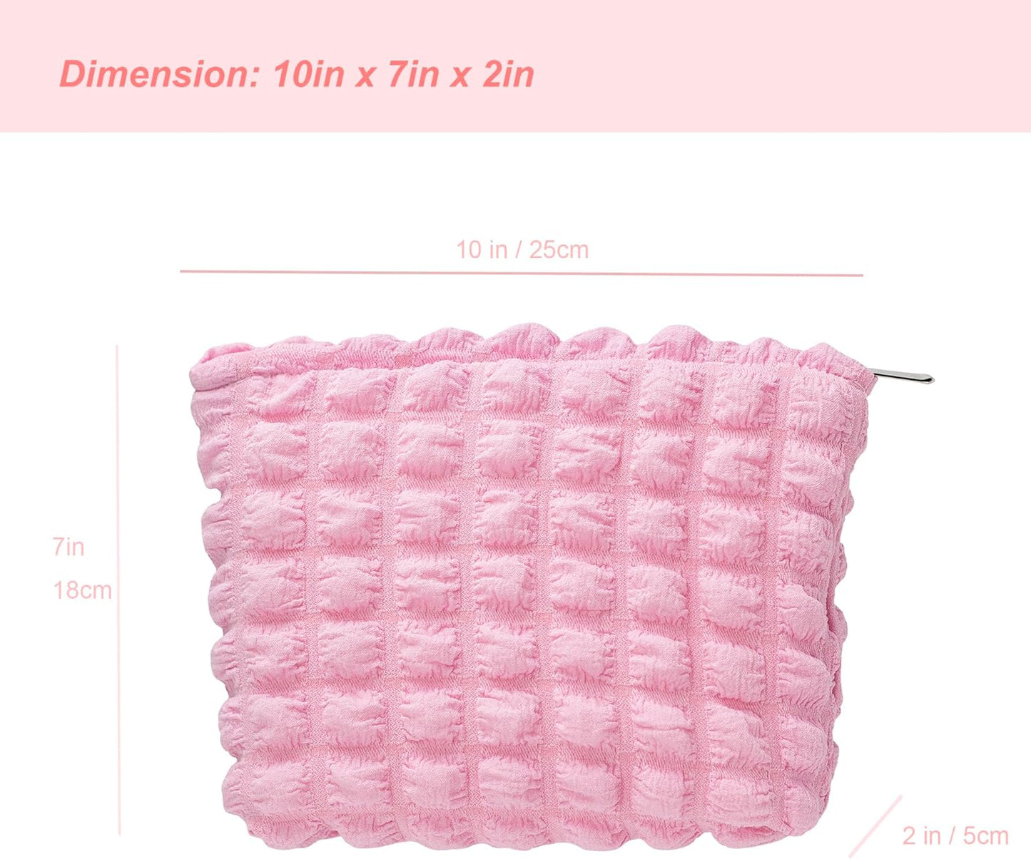 Floral Makeup Bag Large Cotton Zipper Pouch for Purse Travel Canvas Make Up Organizer for Women Cosmetic,Bubble Watermelon Pink