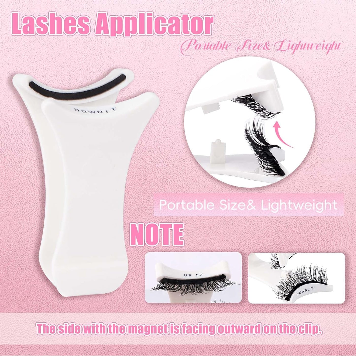 FADLASH Magnetic Eyelashes with Applicator 2 Pairs Waterproof Cat Eye Magnetic Lashes Natural Look Reusable Easy to Wear and Remove, Black (079+B01)