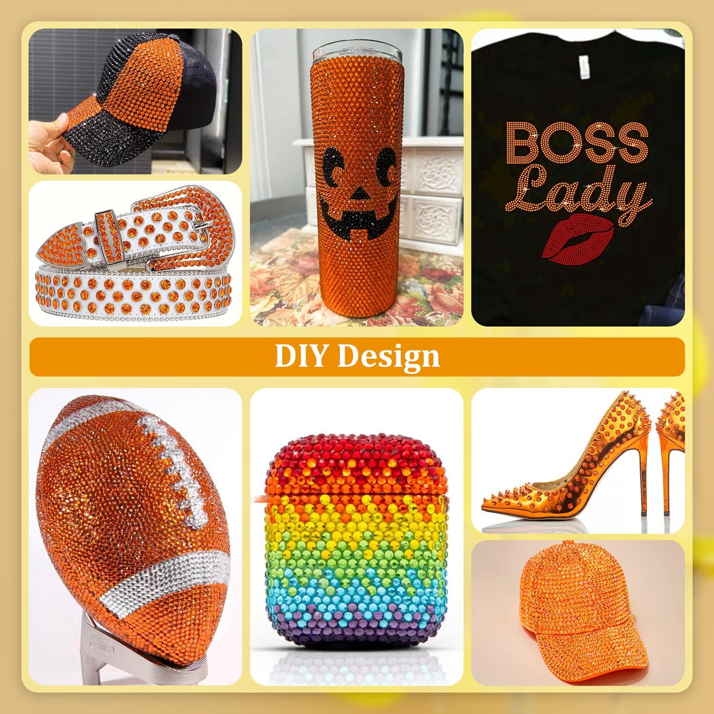 Resin Rhinestones for Crafting, 1 Box Orange Multi Sizes Flatback Bedazzling Crystals for Crafts Nail Art Decoration, Non Hotfix Gems Charms for Tumbler Shoes Clothing Fabric Face Makeup