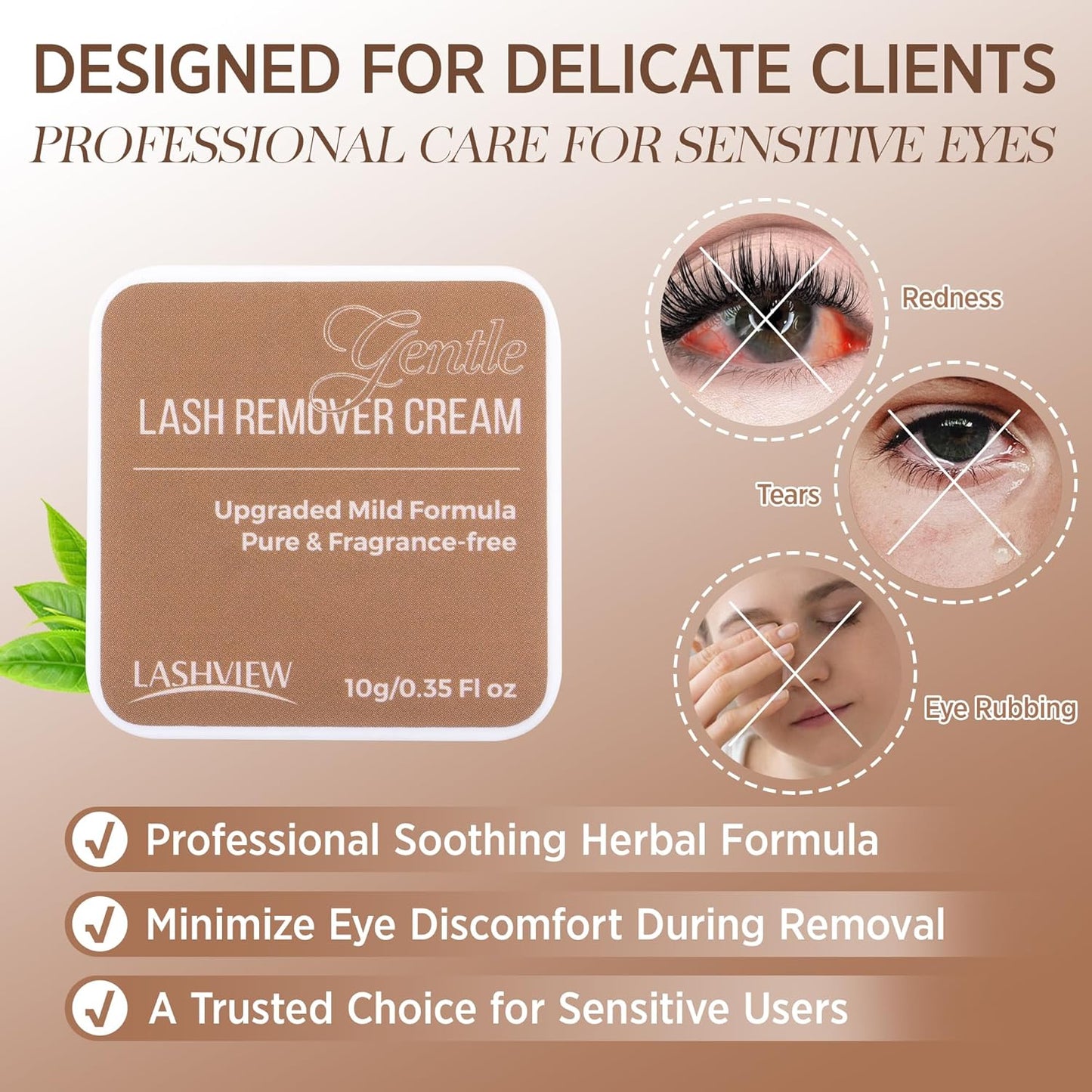 LASHVIEW Eyelash Extension Remover Cream, Gentle Eyelash Glue Remover Low Irritation for Sensitive Skin Gel Texture 10g