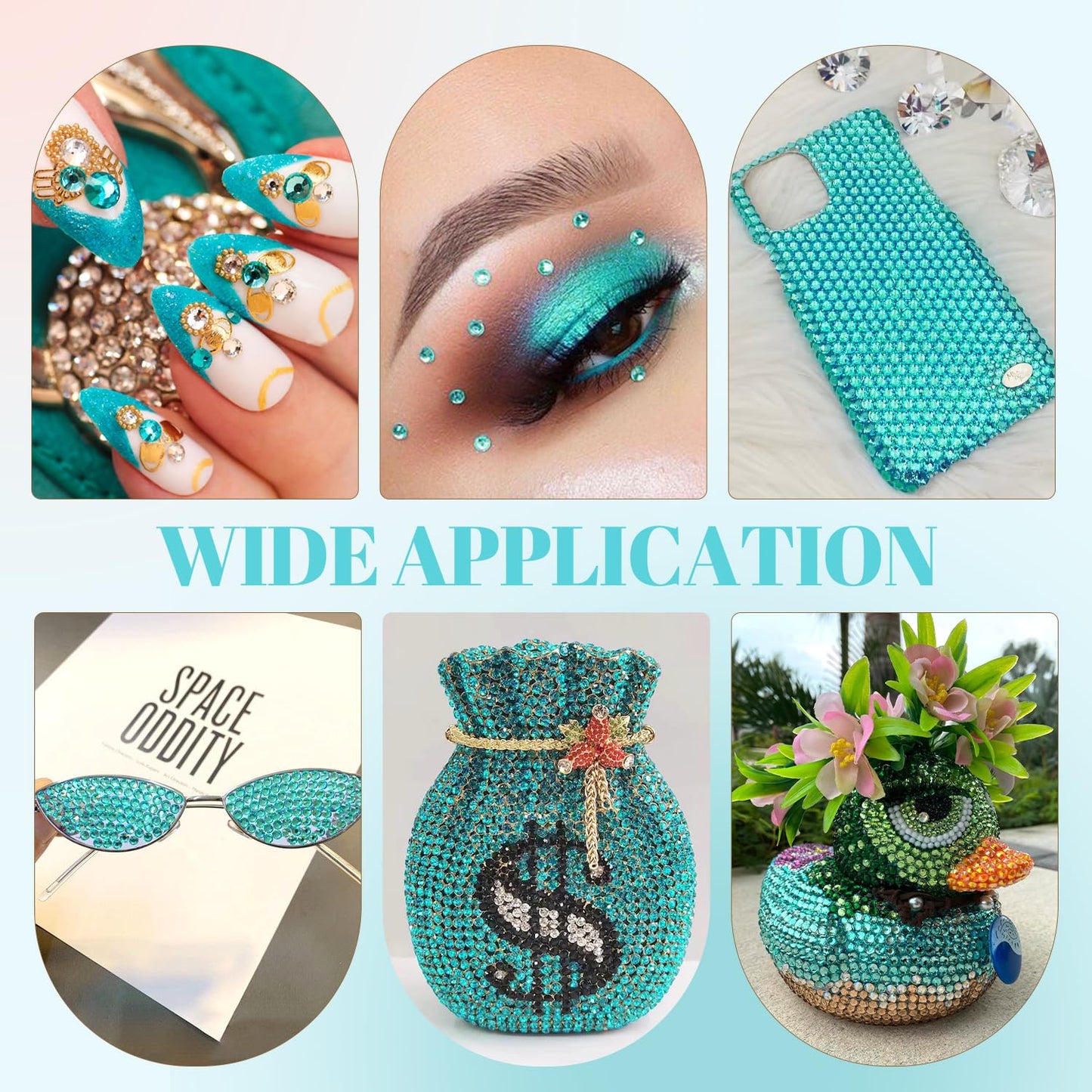 6100Pcs Resin Rhinestones for Crafting with 2Pcs 10ml B7000 Jewelry Glue, 1 Box Flatback Crystals Diamond (Aquamarine) for Bedazzling Crafts DIY Nail Art，Non Hotfix Gems for Clothing Shoes Tumblers