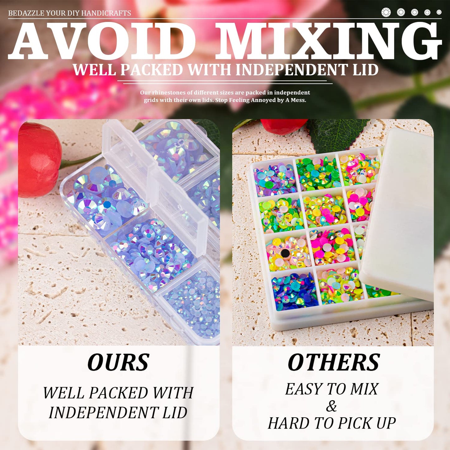 Resin Rhinestones Crafting, 2/3/4/5/6mm Flatback Jelly Rhinestones, 3 Box Sky Blue AB Non Hotfix Crystal Gems for Bedazzling Crafts Mugs Tumblers Clothes Makeup Nail