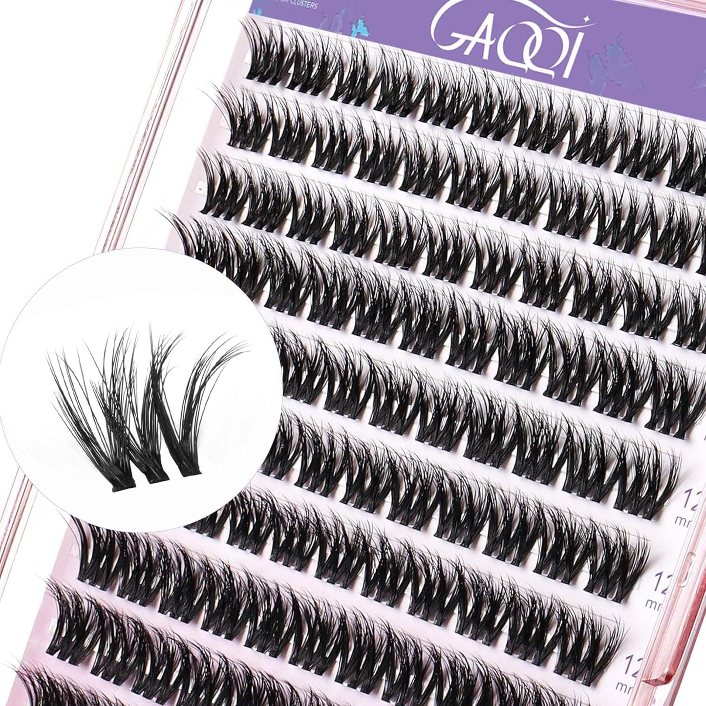 GAQQI Lash Clusters, Cluster Eyelash Extensions 110 Cluster Lashes, Wispy Volume Eyelash Clusters 10-14mm, Multilayered 3D Individual Lashes, Soft and Thin Band (3D-GQ08)