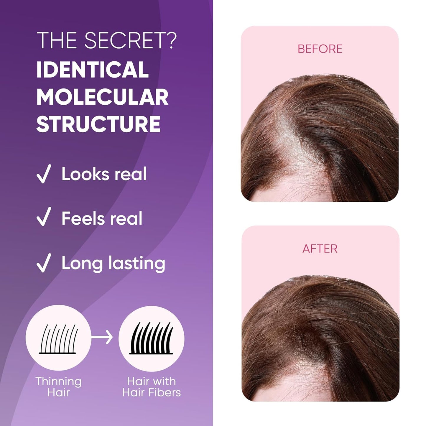 GBG Hair Fibers for Thinning Hair & Bald Spots (Light Brown) - 25g Bottle - Conceals Hair Loss - Instant Cover Up & Volume in 30 Seconds, Hair Powder for Women & Men - Cruelty Free