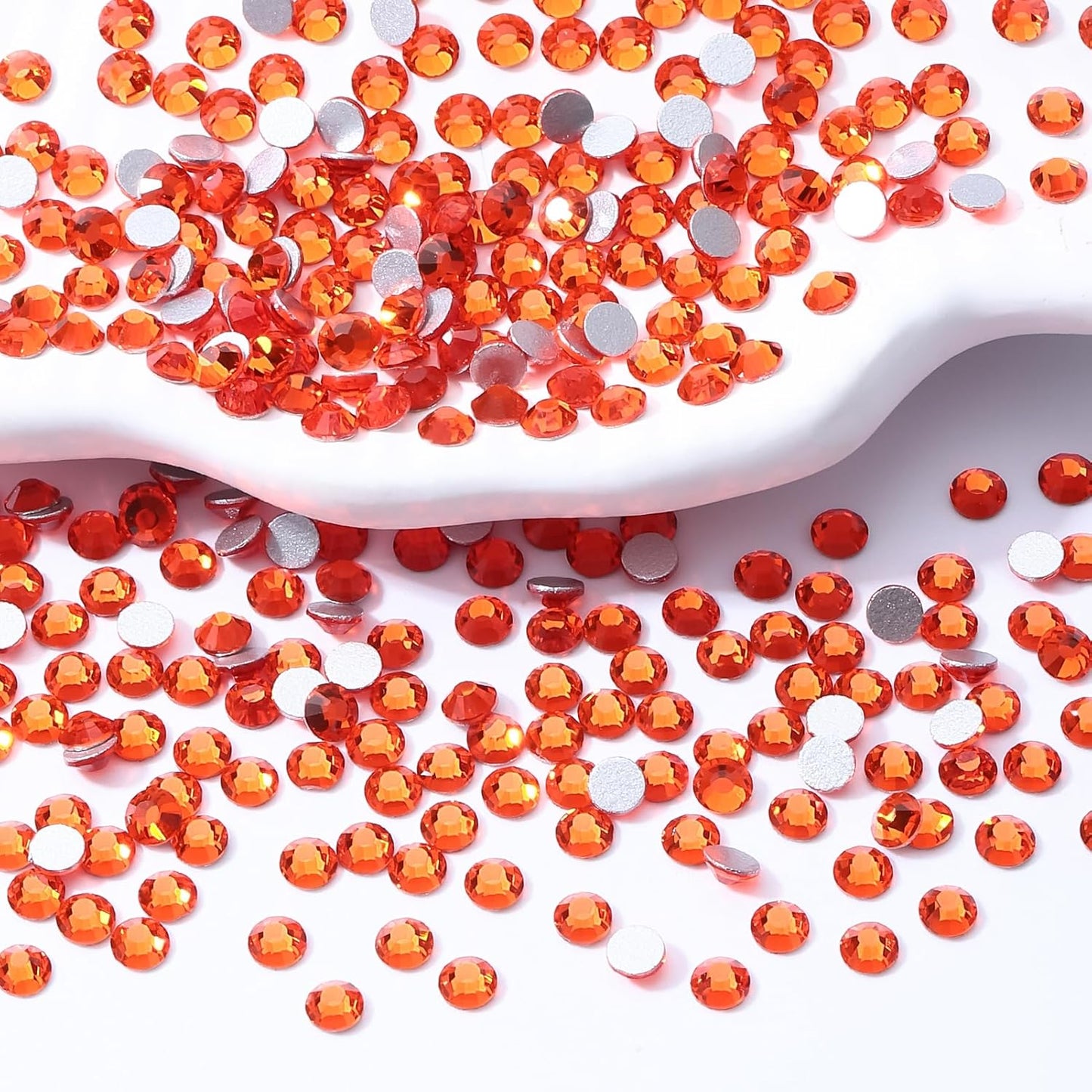 Hyacinth Flatback Rhinestones, Glass Rhinestones for Nail Art and Craft, Glue Fix, Loose Crystal Gemstones(Orange, SS10, 1440pcs, 2.7-2.8mm)