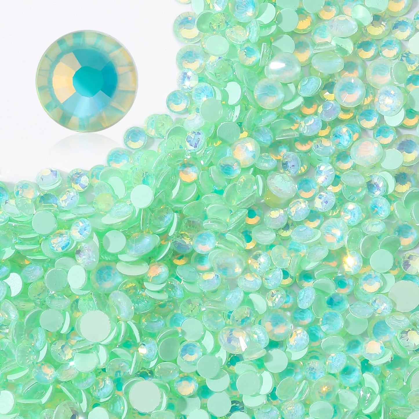 F Light Green Flatback Rhinestones, Glass Rhinestones for Nail Art and Craft, Glue Fix, Loose Crystal Gemstones(F Light Green, SS12, 1440pcs, 2.9-3.0mm)