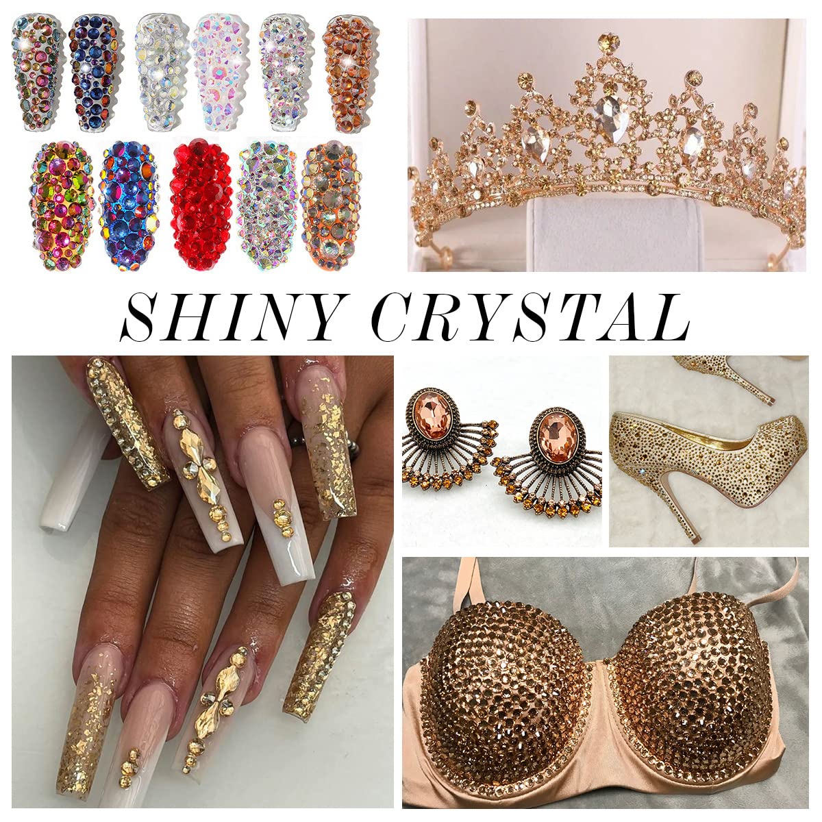 1440Pcs Champagne Crystal Rhinestones,Glass Flatback Rhinestones Gemstones Small for Nail Face Makeup Art Crafts Clothes Decoration -(SS4,1.6mm,Champagne)