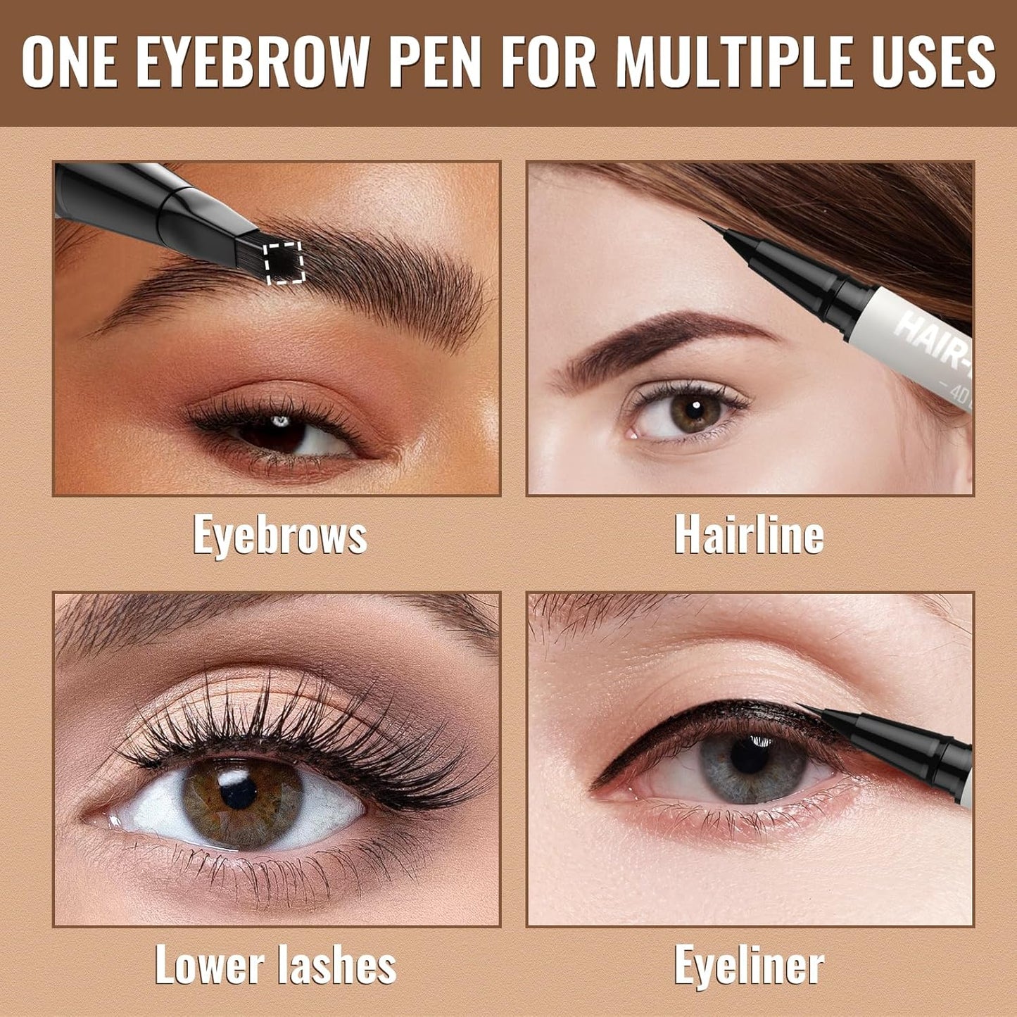 iMethod Eyebrow Pen - Eyebrow Pencil,2-in-1 Eyeliner Dual-Ended Microblading Eyebrow Pencil Long Lasting Waterproof Hair-Like Brow Pencil,with Eyebrow Brush,Eyebrow Pencils for Women,Black