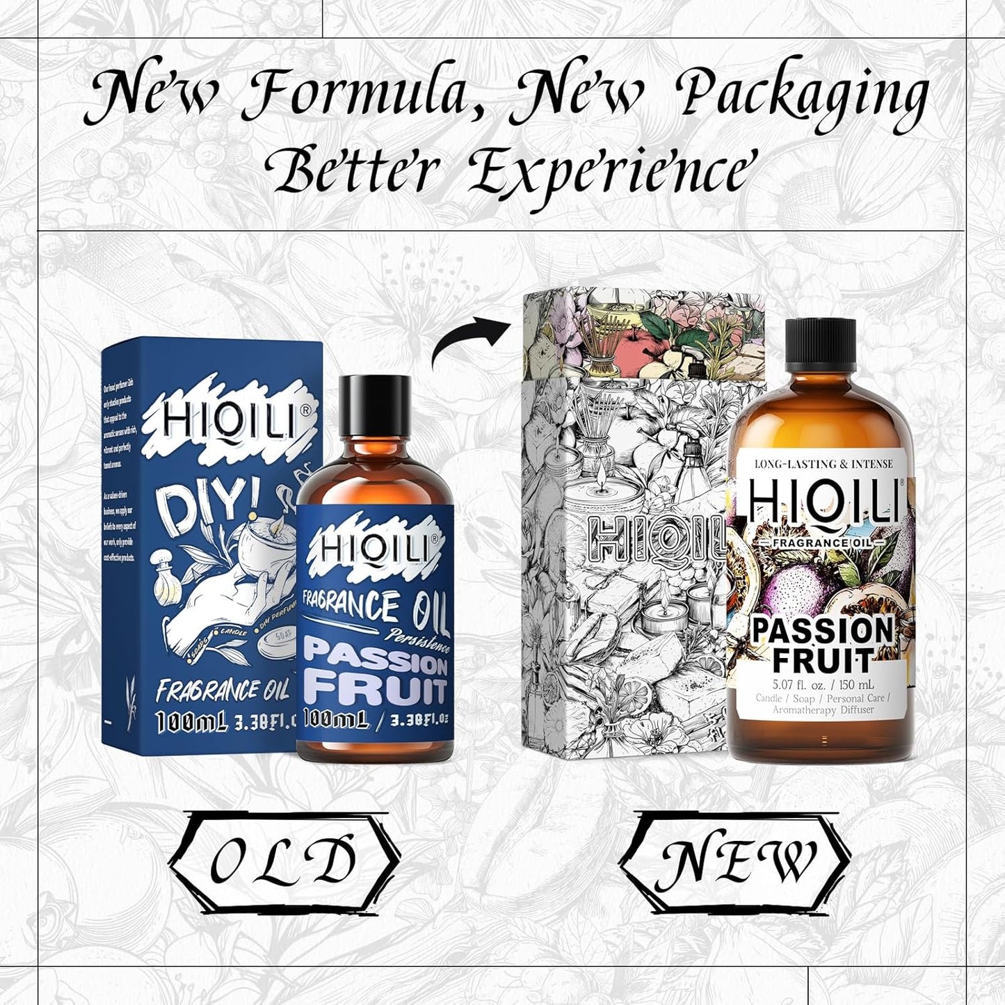 HIQILI Passion Fruit Fragrance Oil for Home Diffuser, Oil Burner, Great for Soap, Candle & Perfume Making, Add to Body Lotion - 5.07 Fl Oz