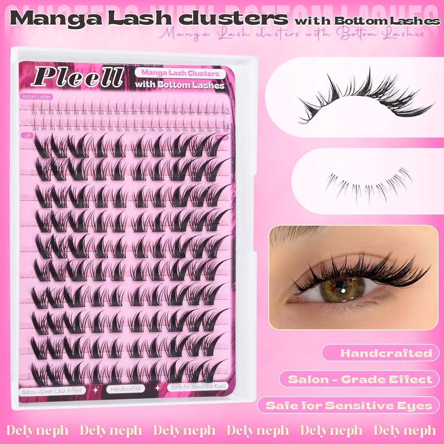 Fox Eye Lash Clusters Fairy Eyelash Clusters with Bottom Lashes Wispy Spiky Cluster Eyelash Extensions Natural C Curly Individual Lashes Manga Lash Extension Left+Right Cat Eye Lash Cluster by Pleell