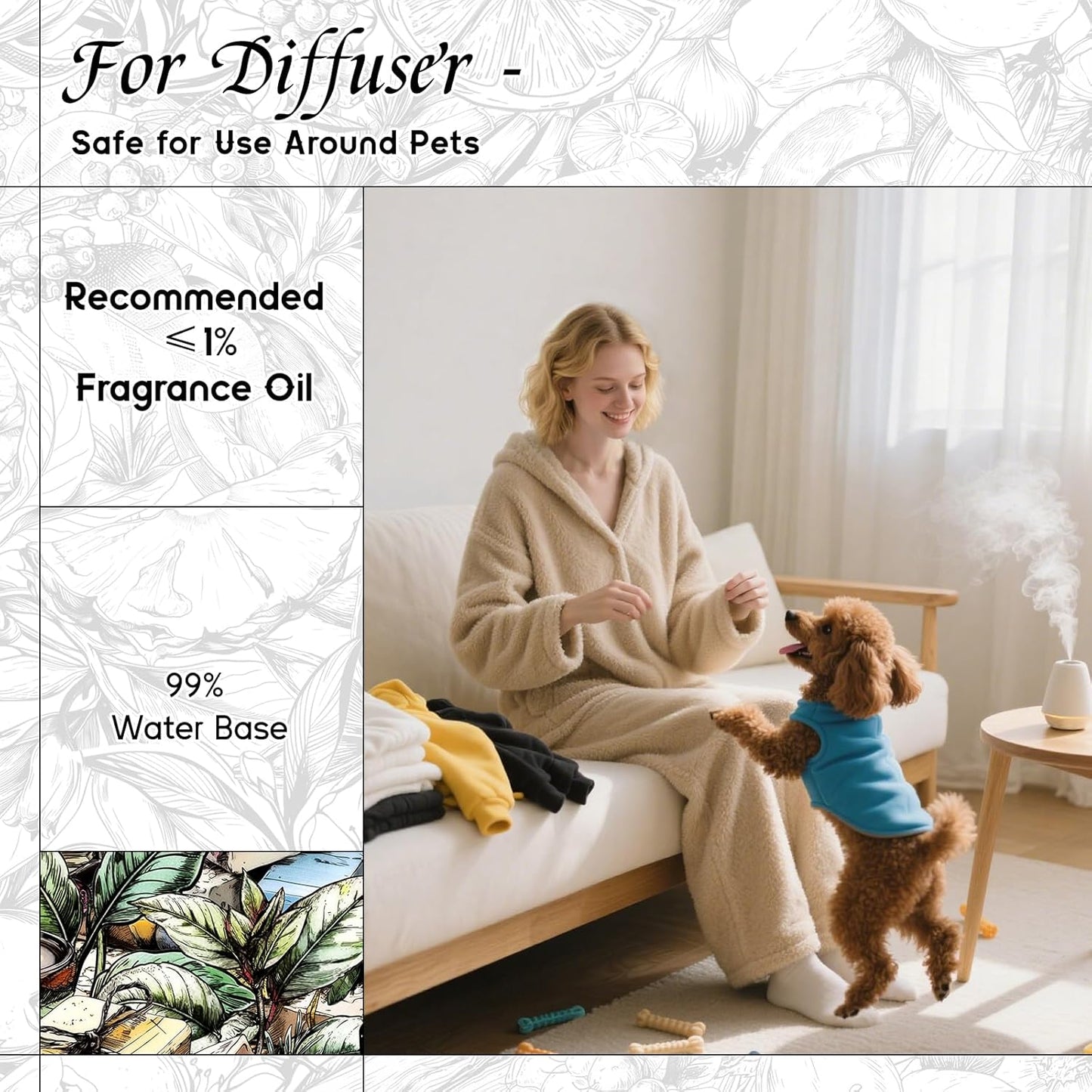 HIQILI White Tea Fragrance Oil for Essential Oil Diffuser, DIY Candle & Soap Making, Blend to Perfume & Air Freshener Spray - 5.07 Fl Oz