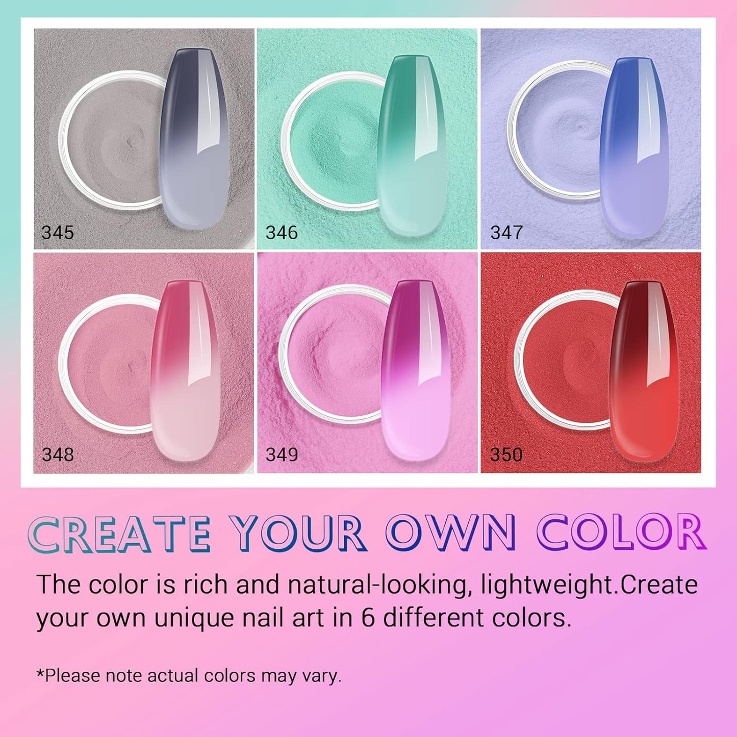 AZUREBEAUTY Color Changing Dip Powder Nail Set, Blue Green Pink Red Grey Trend Ombre Cold Warm Temperature Mood French Nail Art Manicure DIY Salon Gifts, No Need Nail Lamp Cured 6 PCS