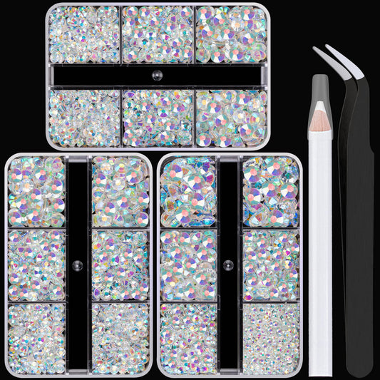 Resin Rhinestones Crafting, 2/3/4/5/6mm Flatback Jelly Rhinestones, 3 Box Transparent AB Non Hotfix Crystal Gems for Bedazzling Crafts Mugs Tumblers Clothes Makeup Nail