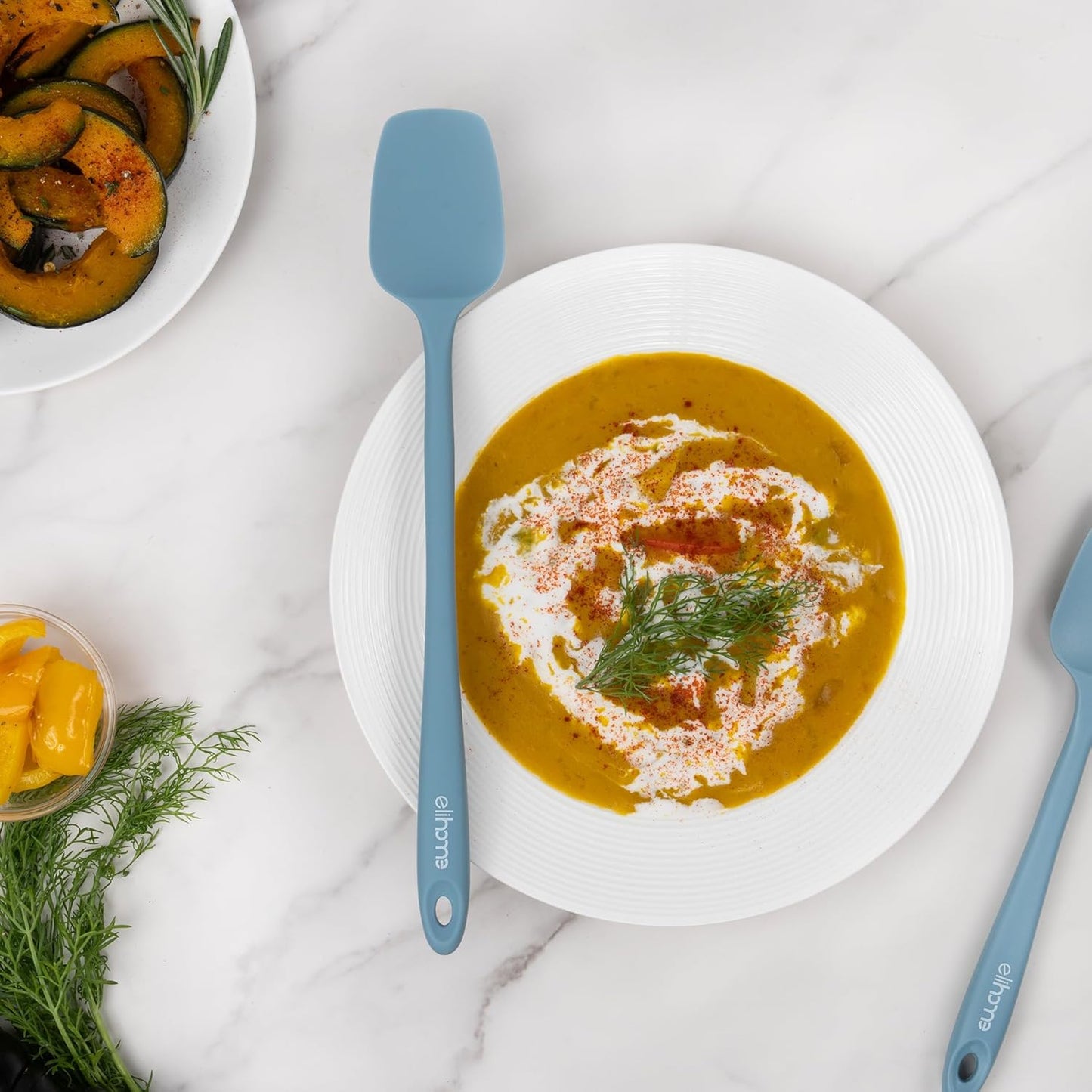 Elihome Skinny Silicone Spoonula - Non-Stick Heat Resistant Silicone Scraper Spatula for Mixing, Serving, Scraping, Stirring, and More - 11 Inch, Slate Teal Grey