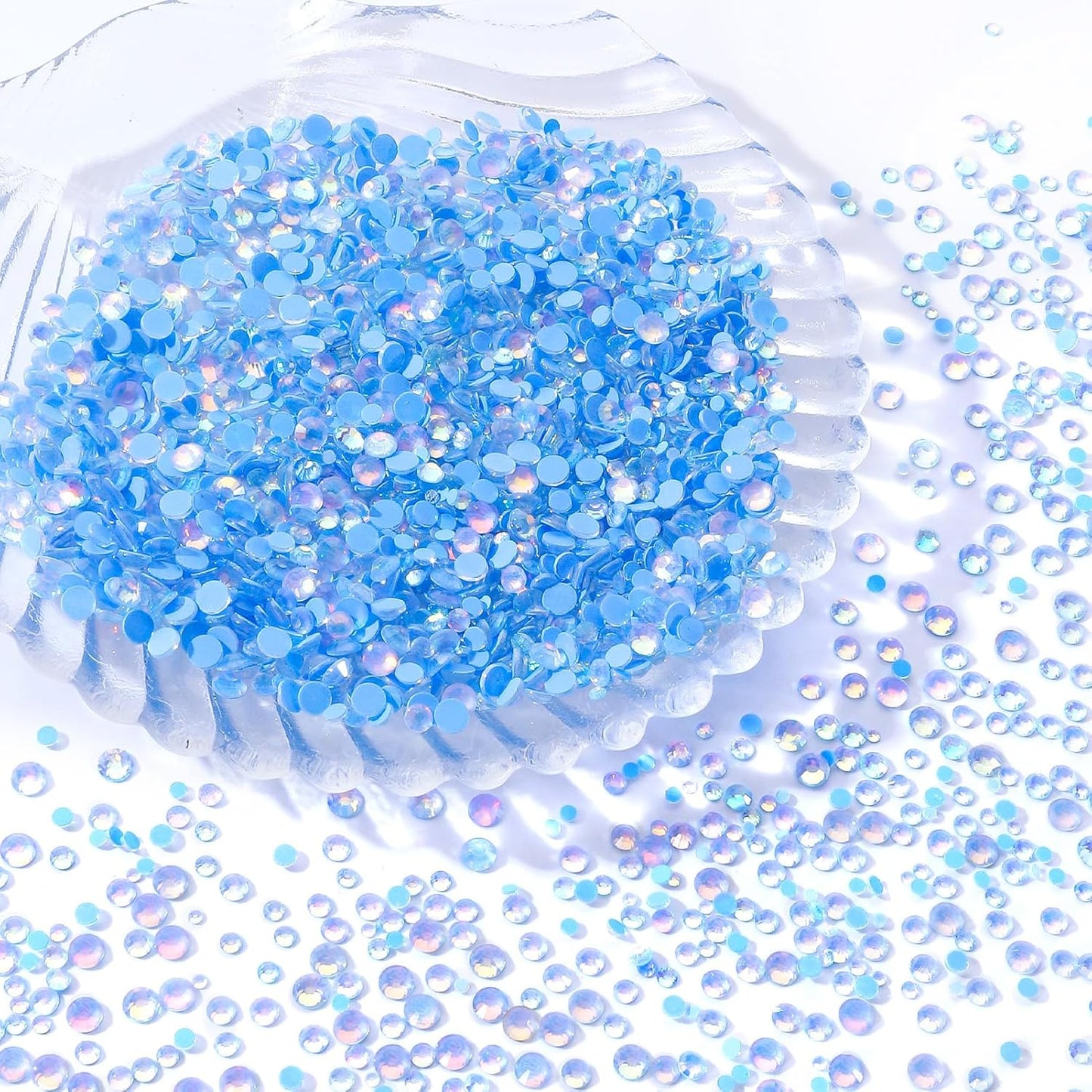 F Light Blue Flatback Rhinestones, Glass Rhinestones for Nail Art and Craft, Glue Fix, Loose Crystal Gemstones(F Light Blue, SS8, 1440pcs, 2.3-2.5mm)