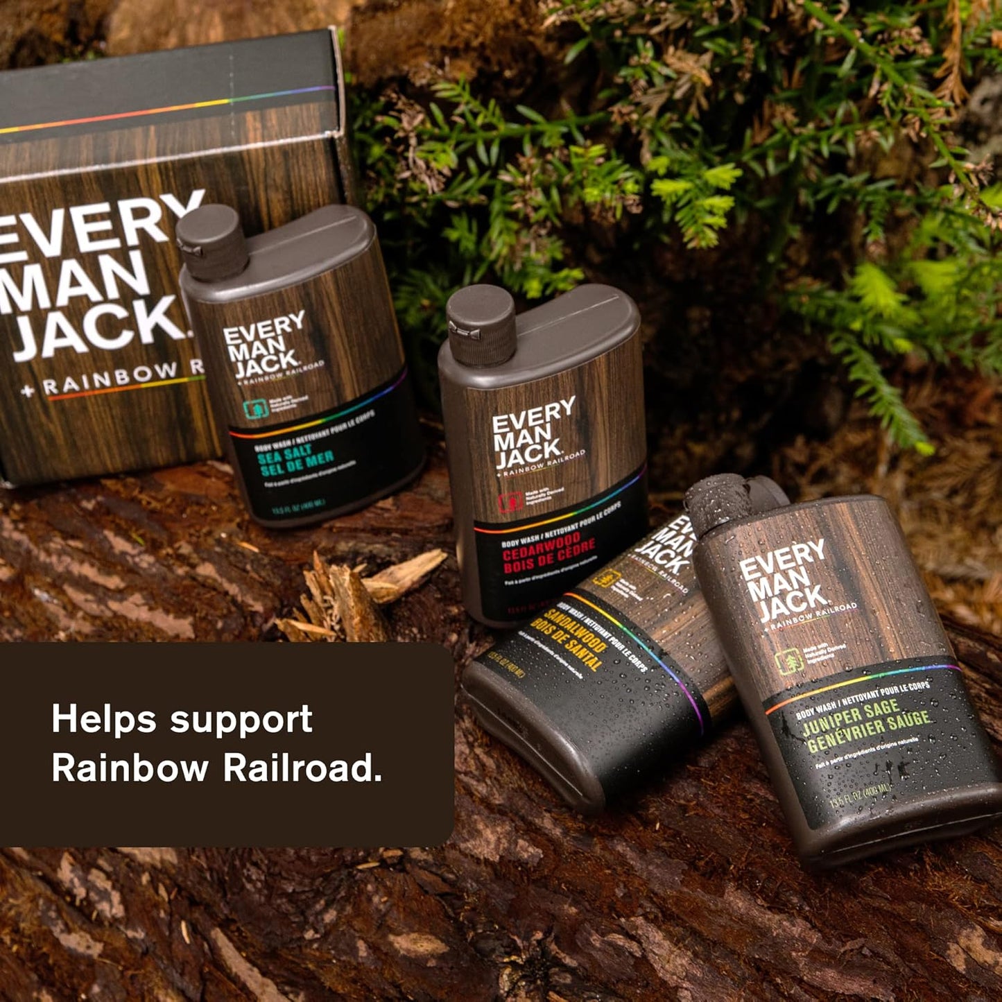 Every Man Jack Body Wash Variety Box - Includes Four Body Washes with Clean Ingredients & Incredible Scents - Round Out His Routine with Sandalwood, Cedarwood, Juniper Sage, & Sea Salt Body Washes