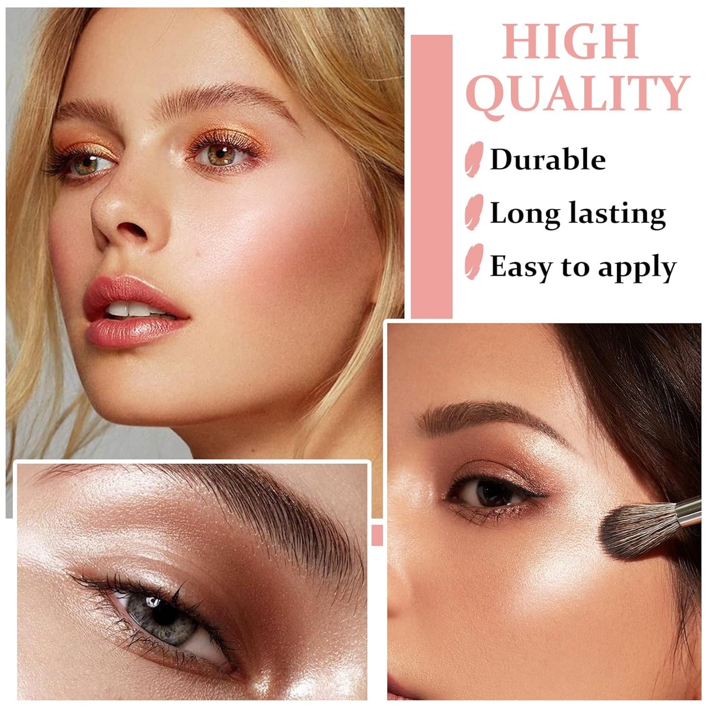 Face Glitter Highlighter Makeup Palette Shimmer Contour Powder Waterproof Long-Lasting, Brightens Face Complexion Contour Illuminator Highlighters Blush Powder Makeup Palette-04 Ginger Color